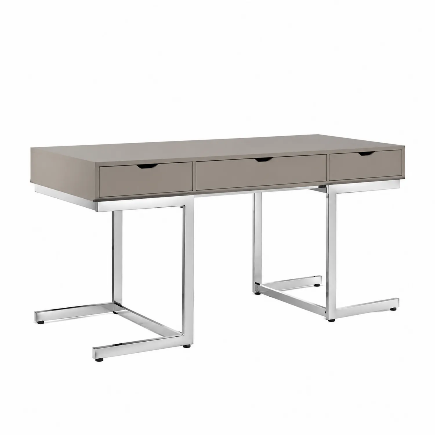 Rechteckiger Schreibtisch mit Schubladen Grau MDF Metall