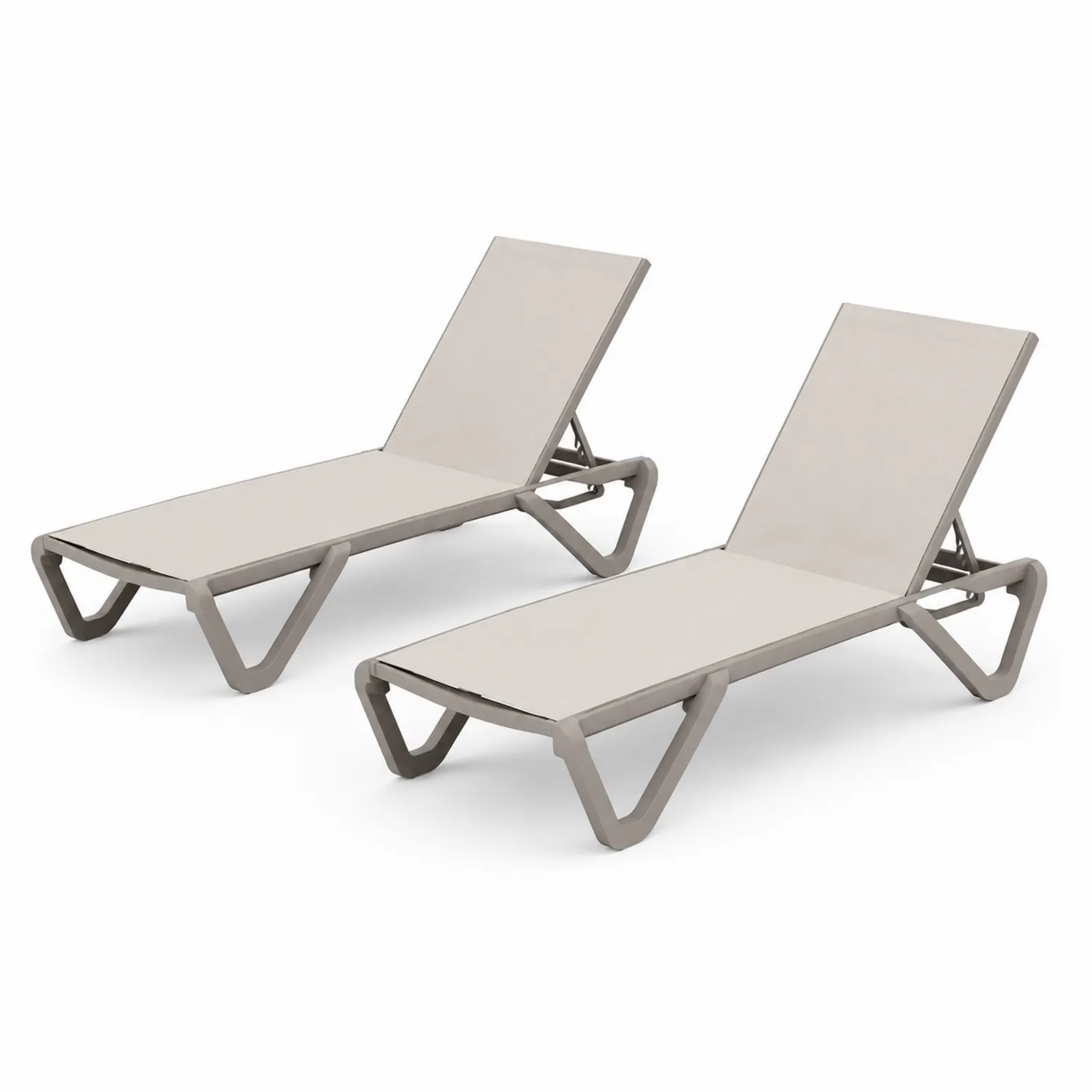 Set aus 2 Sonnenliegen Beige Textilen Aluminium