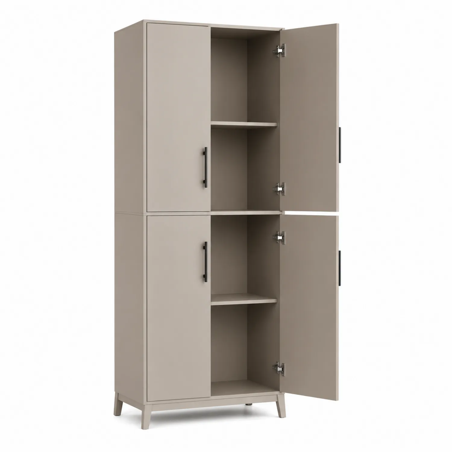 Küchenschrank mit vier Türen und Regalen Beige MDF Stahl