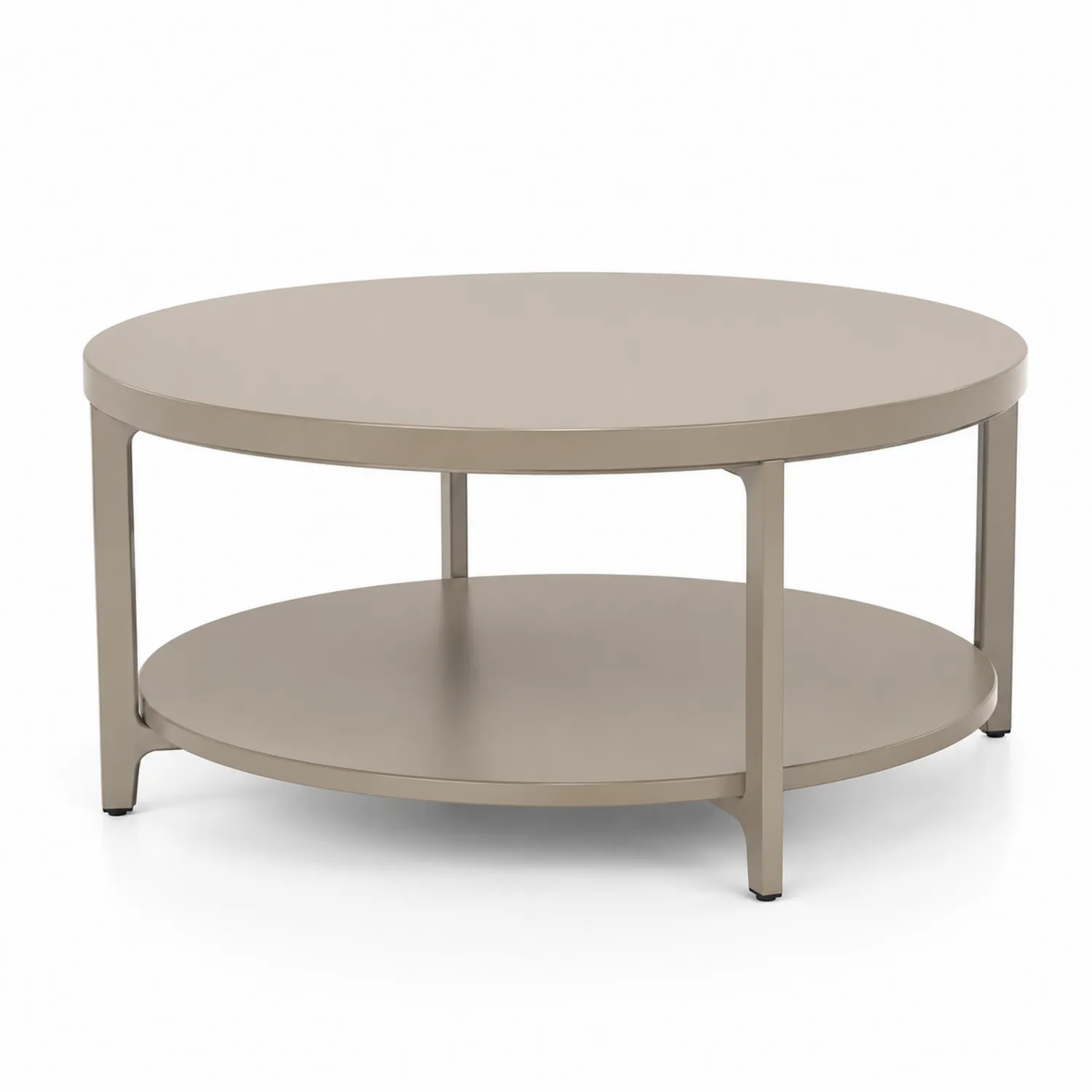 Runder Metall Couchtisch Beige Ø90 cm mit zwei Ebenen