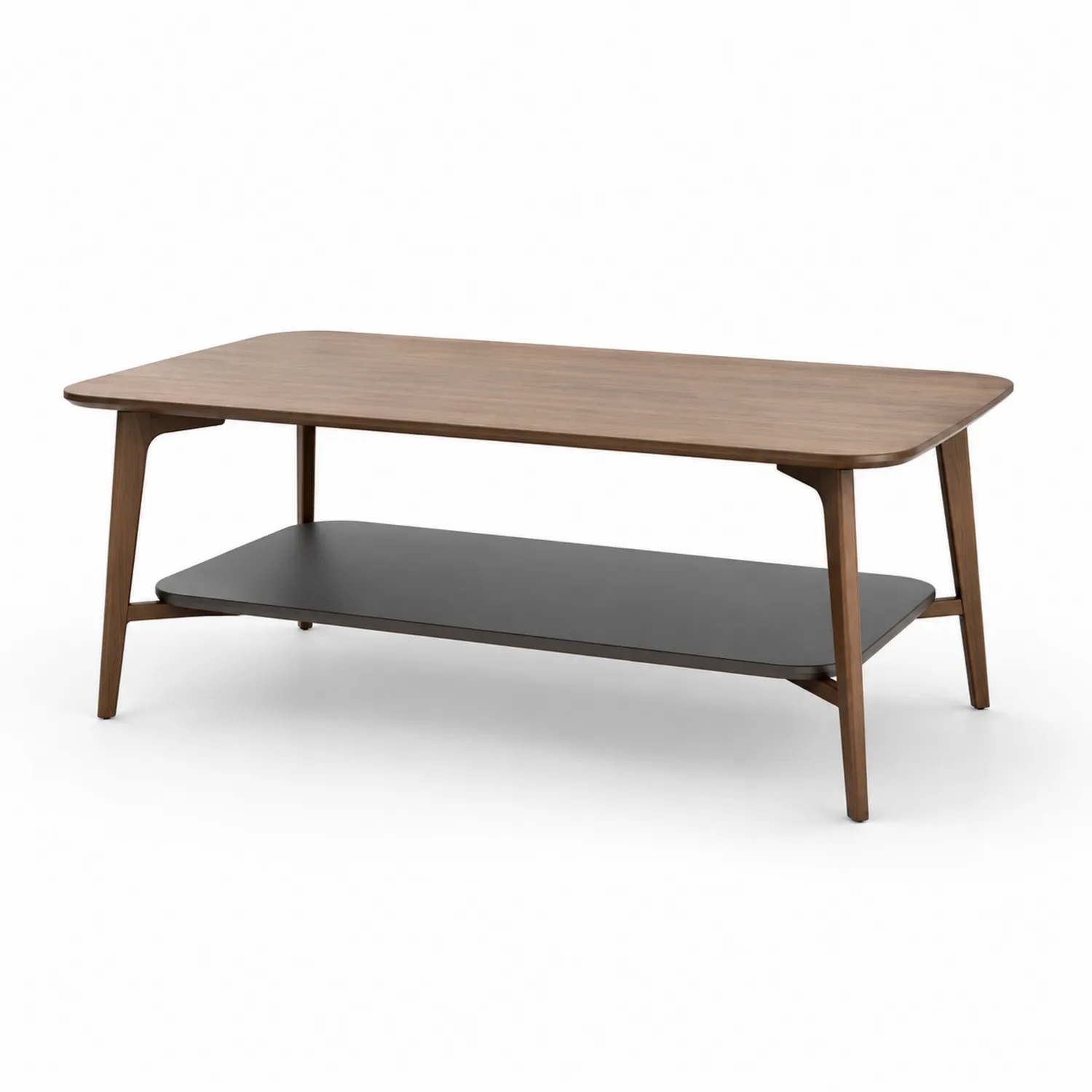 Rechteckiger Couchtisch Walnuss Holz Schwarz MDF Ablage 110x55x45 cm