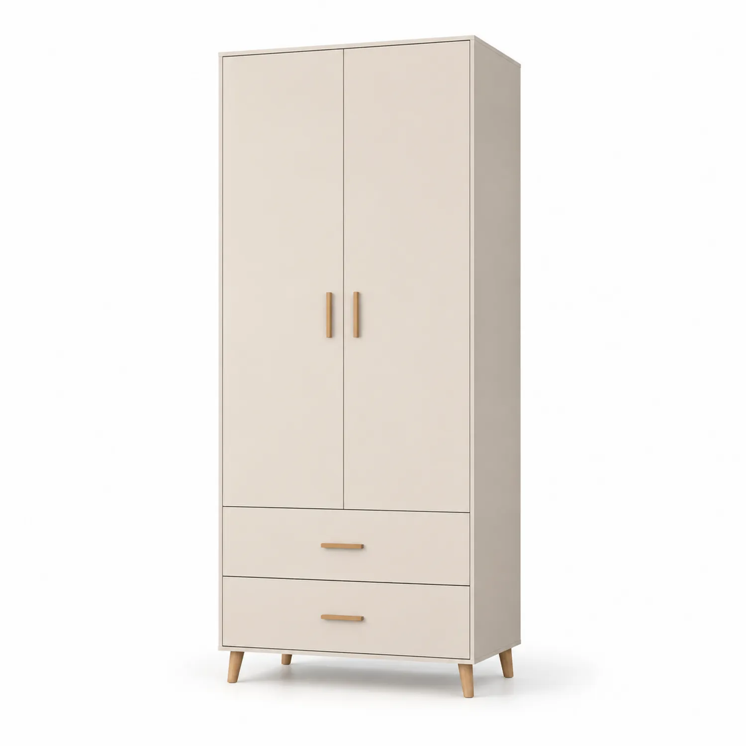 Kleiderschrank mit 2 Türen und 2 Schubladen MDF Eichenholz 80x50x200 cm