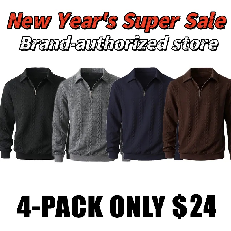 Men's Fall Winter Outfits Knitted Polo Neck Long Sleeve Sweatshirt for Daliy Wear