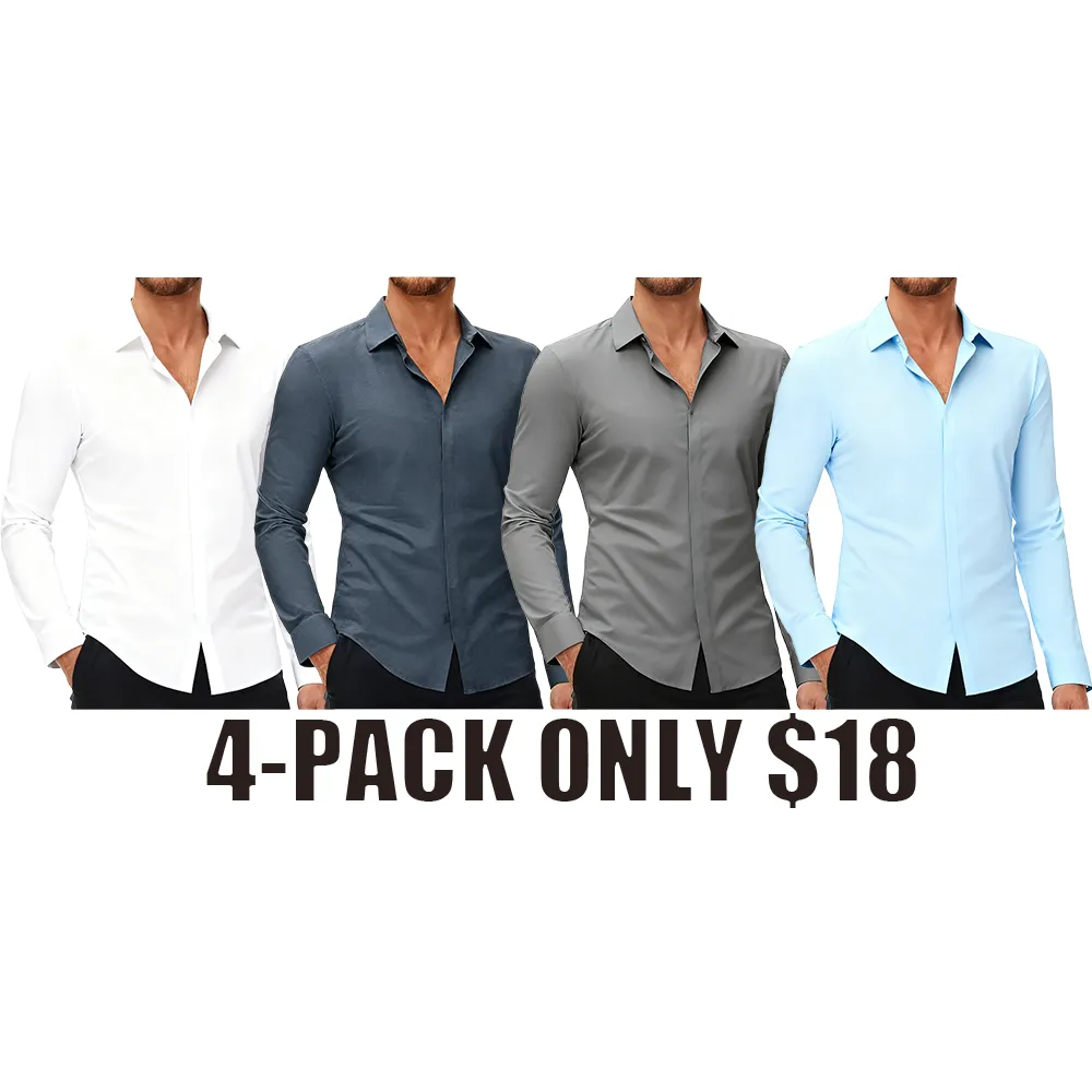 Men's 4-Way Stretch Long Sleeve Dress Shirt