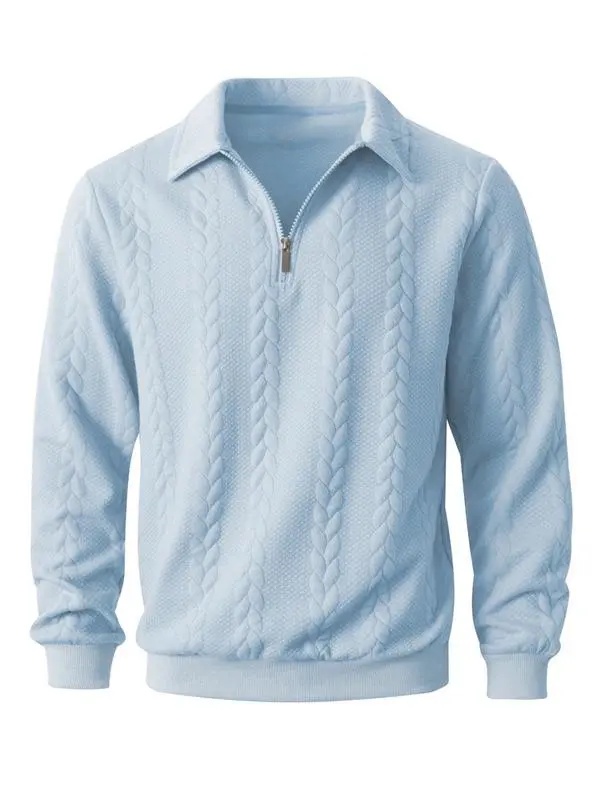 Men's Fall Winter Outfits Knitted Polo Neck Long Sleeve Sweatshirt for Daliy Wear