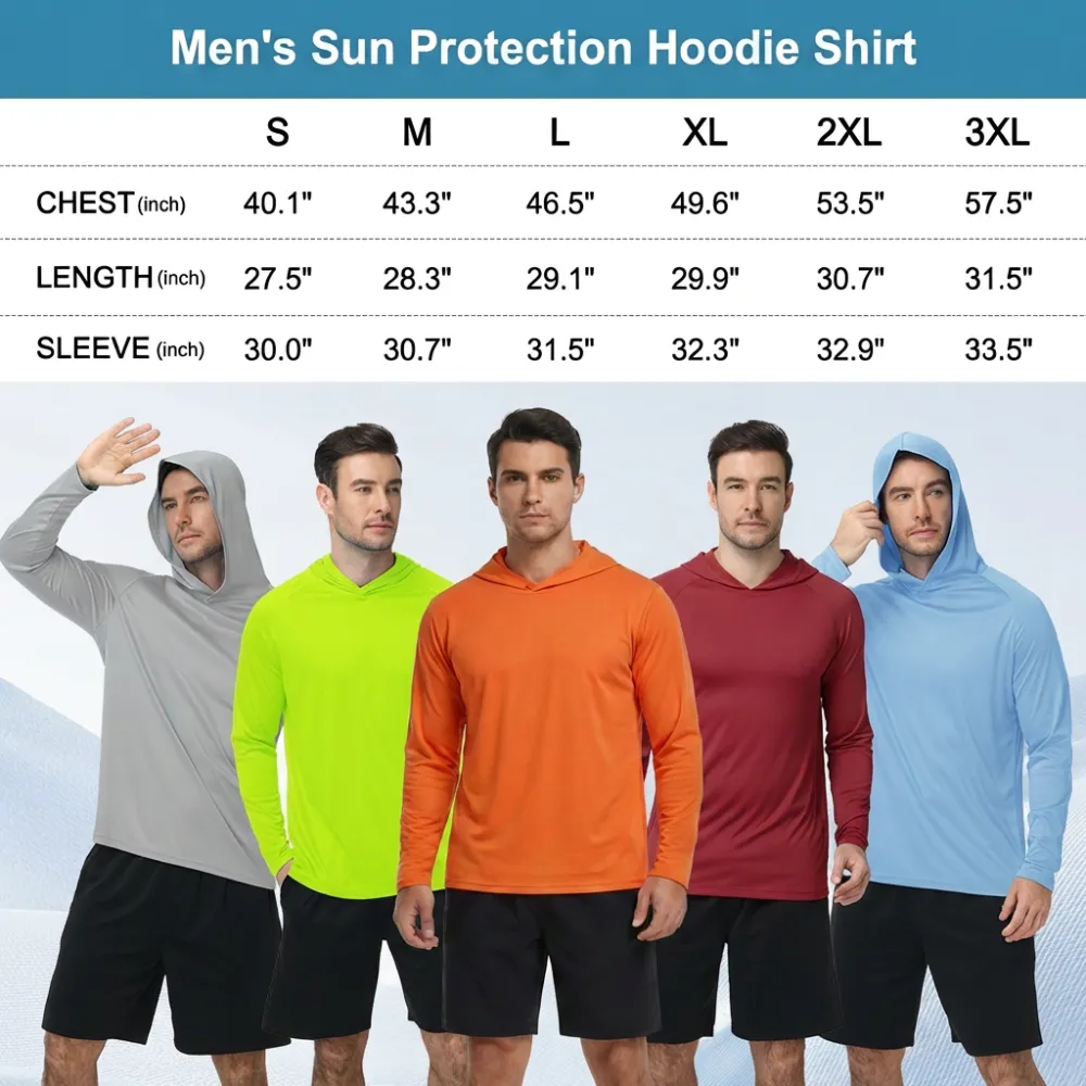 UPF 50+ Men's Sun Protection Hoodie Shirt Fishing Shirts