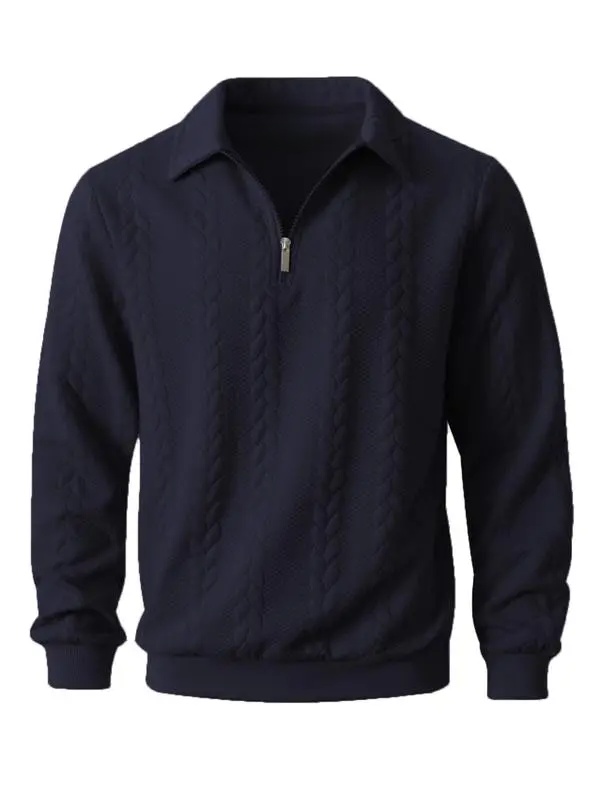 Men's Fall Winter Outfits Knitted Polo Neck Long Sleeve Sweatshirt for Daliy Wear