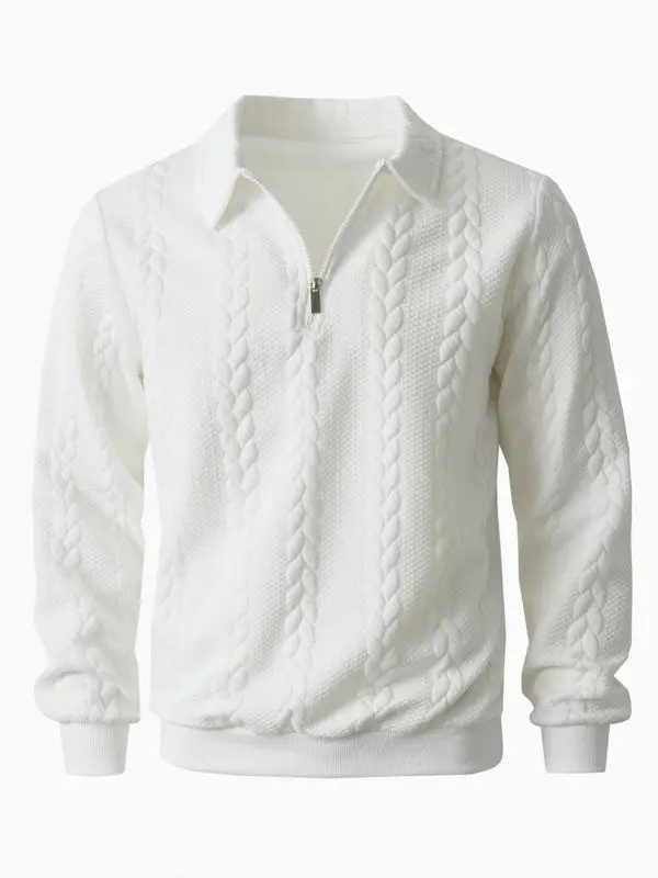 Men's Fall Winter Outfits Knitted Polo Neck Long Sleeve Sweatshirt for Daliy Wear