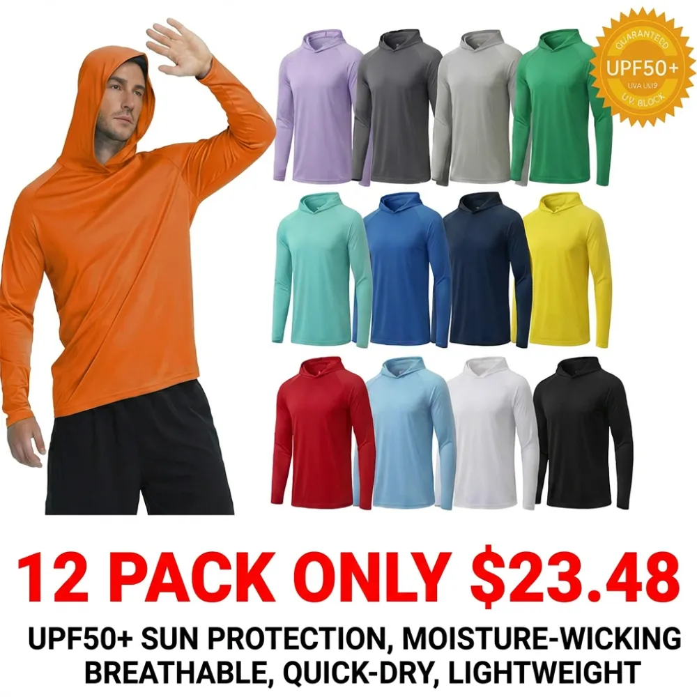 UPF 50+ Men's Sun Protection Hoodie Shirt Fishing Shirts