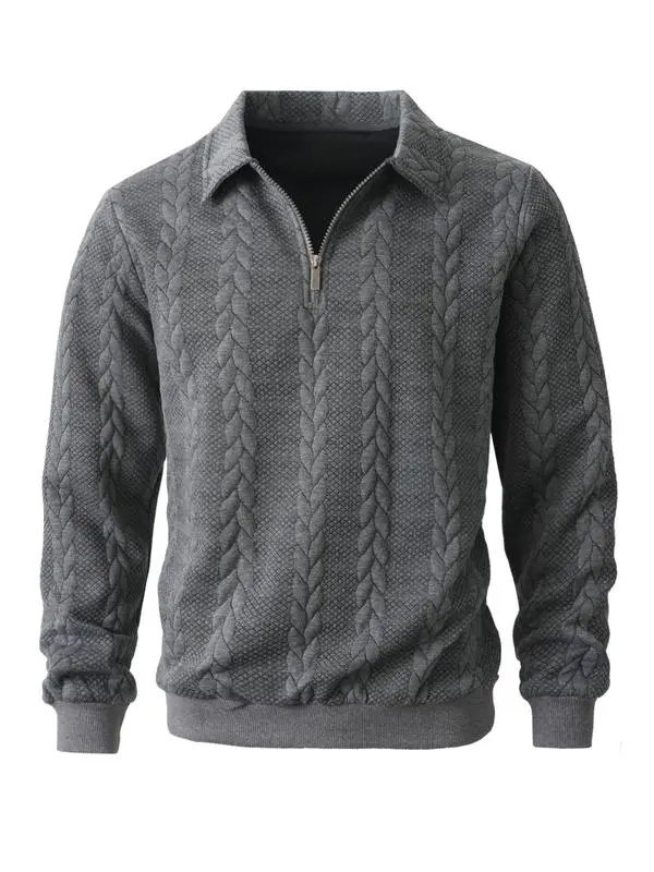 Men's Fall Winter Outfits Knitted Polo Neck Long Sleeve Sweatshirt for Daliy Wear