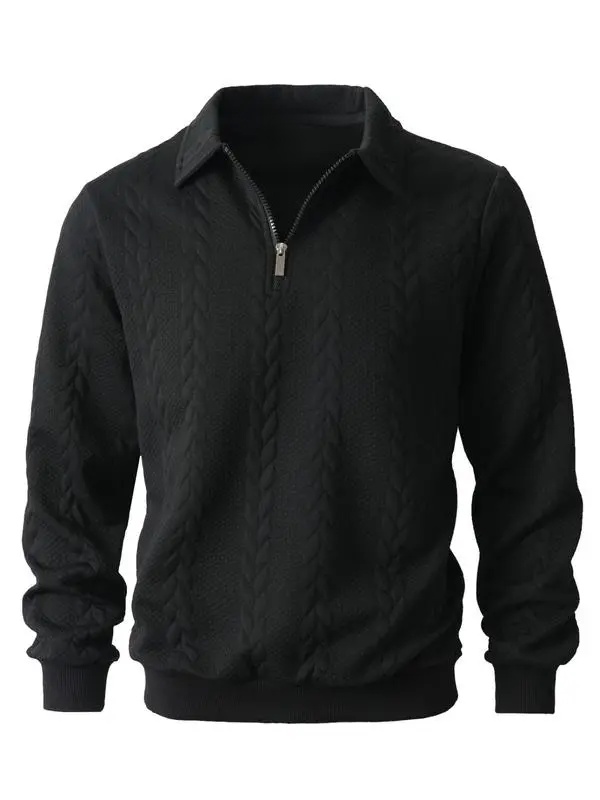 Men's Fall Winter Outfits Knitted Polo Neck Long Sleeve Sweatshirt for Daliy Wear