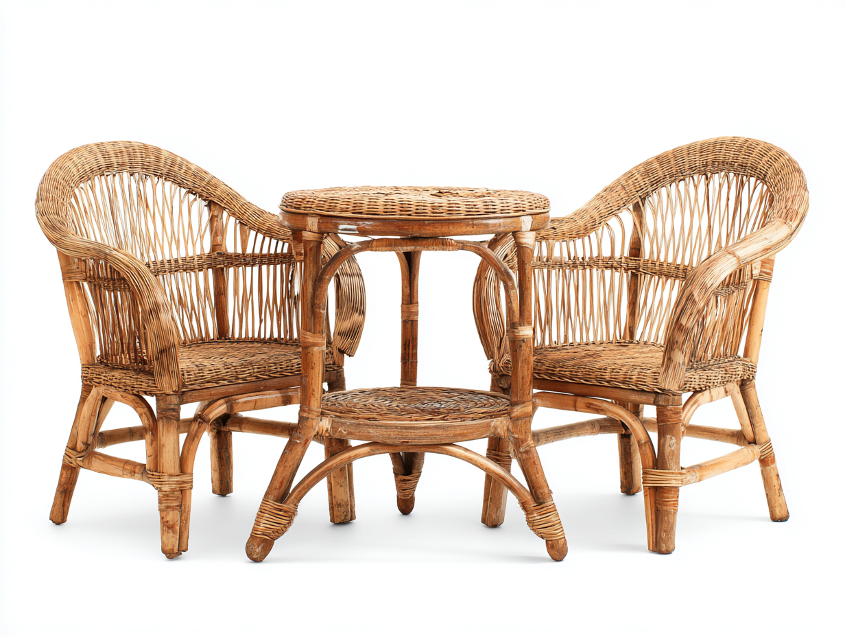 Conjunto de muebles de jardín ratán 3 piezas 70x70x75 cm marrón para exterior - diseño natural-Casaupbay