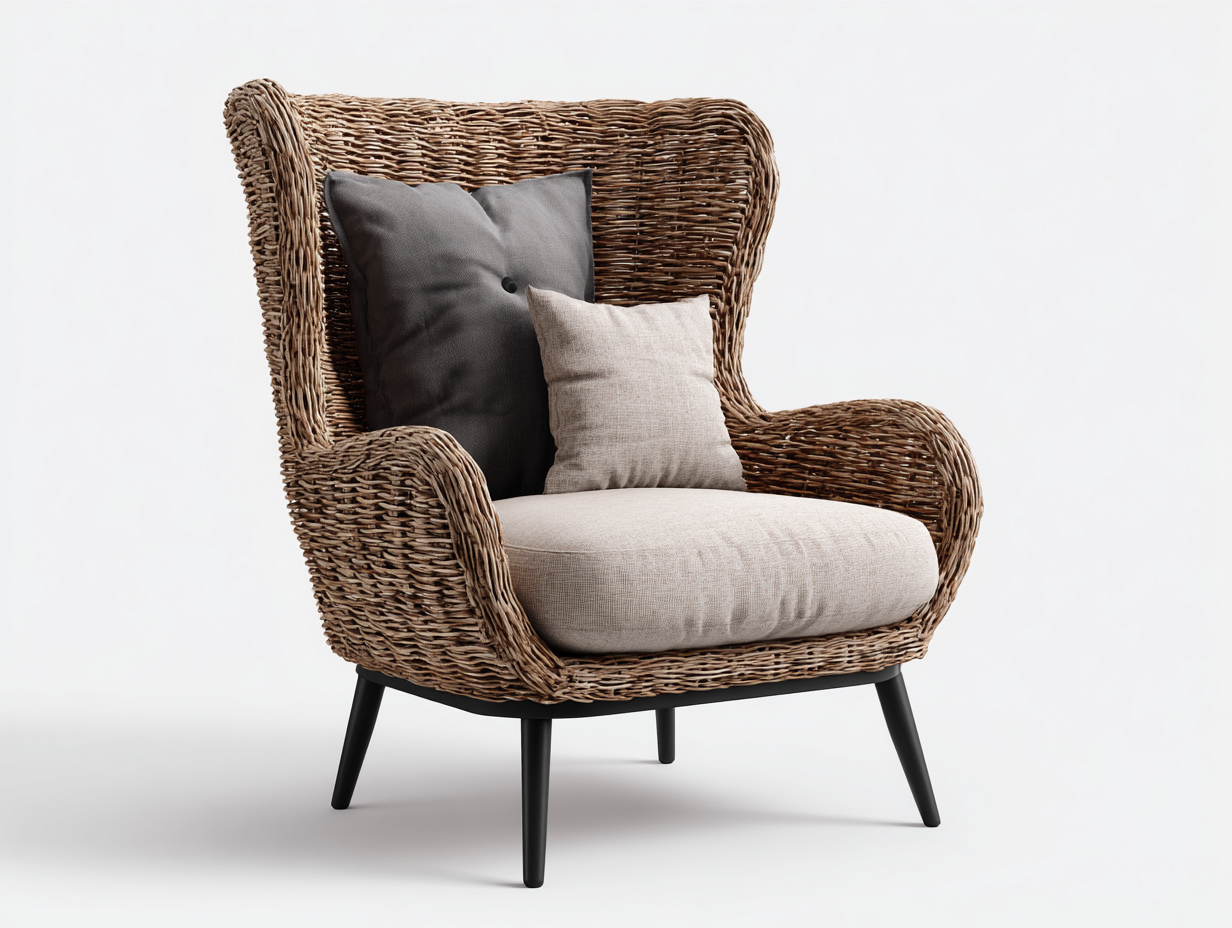 Sillones de ratán ratán natural 70x75x90 cm color marrón negro uso interior estilo moderno-Casaupbay