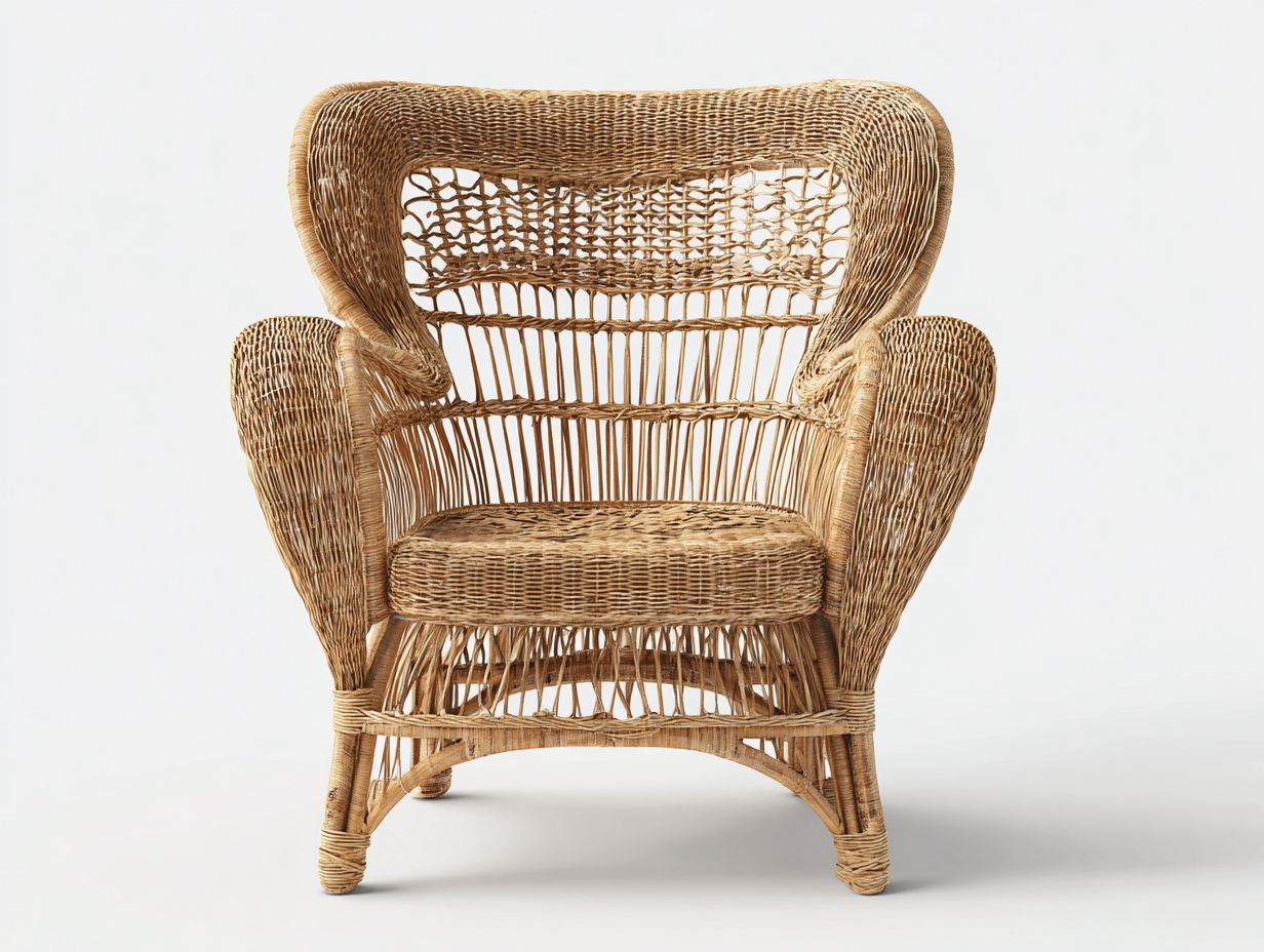 Sillones de ratán madera 65x70x85 cm natural para salón y jardín - diseño artesanal-Casaupbay