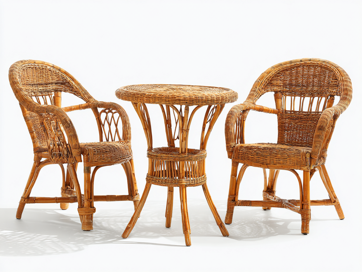 Conjunto de muebles de jardín de ratán 60x65x85 cm natural - diseño clásico para exterior-Casaupbay
