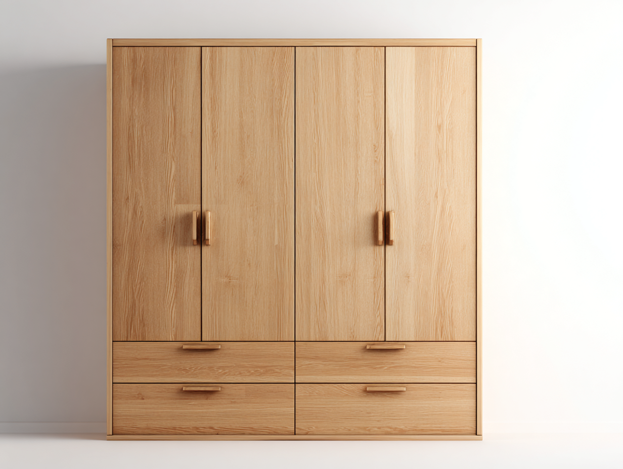 Armarios de madera 160x60x200 cm - color roble - diseño moderno con 4 puertas y 4 cajones-Casaupbay