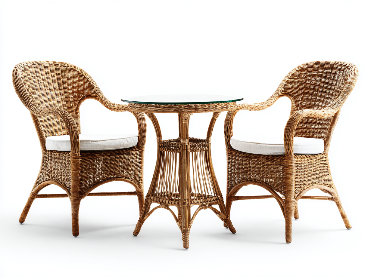 Conjunto de muebles de jardín 3 piezas 60x60x72 cm - ratán natural color marrón claro - diseño moderno para exterior-Casaupbay