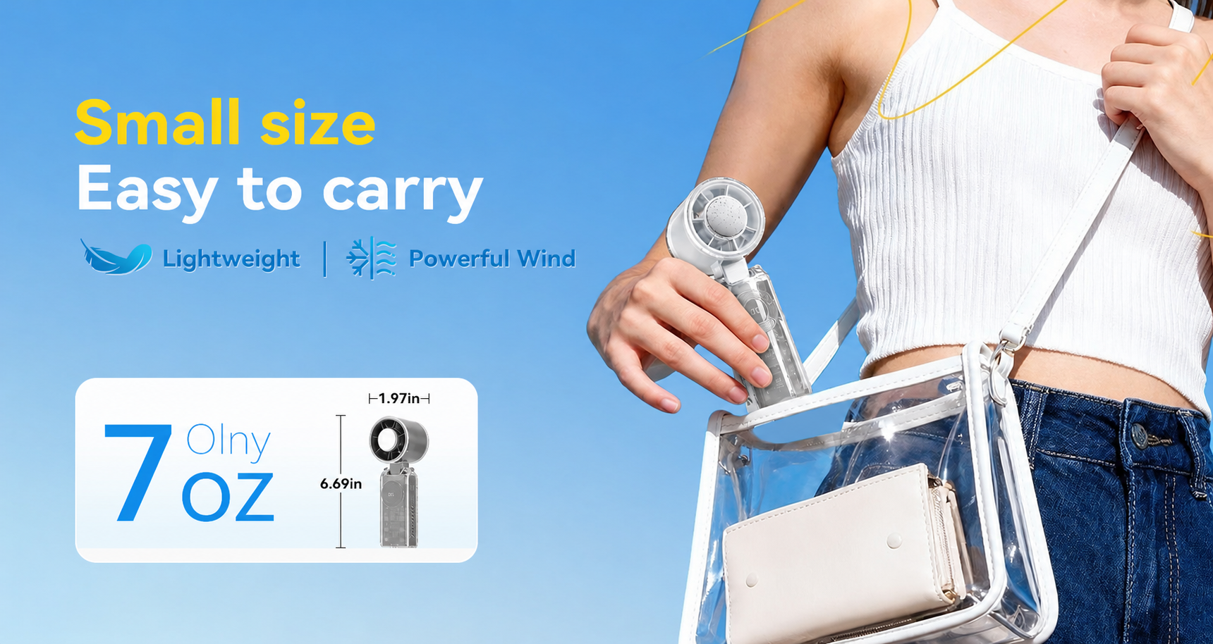 Portable cooling fan compact carry size