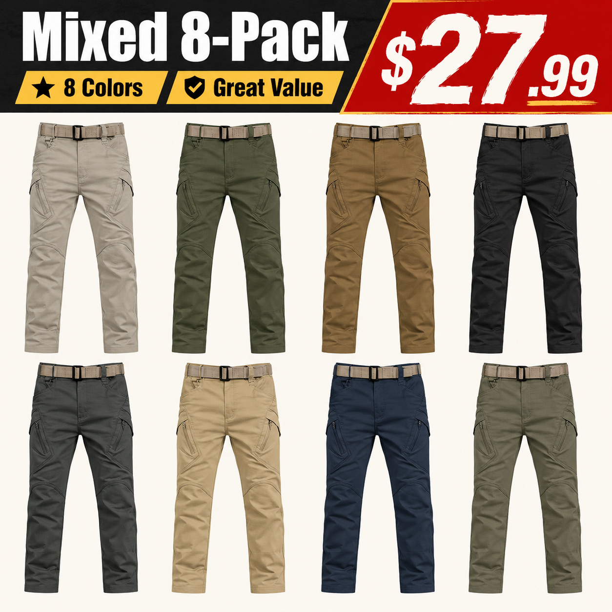 Mixed 8-Pack tactical cargo pants bundle
