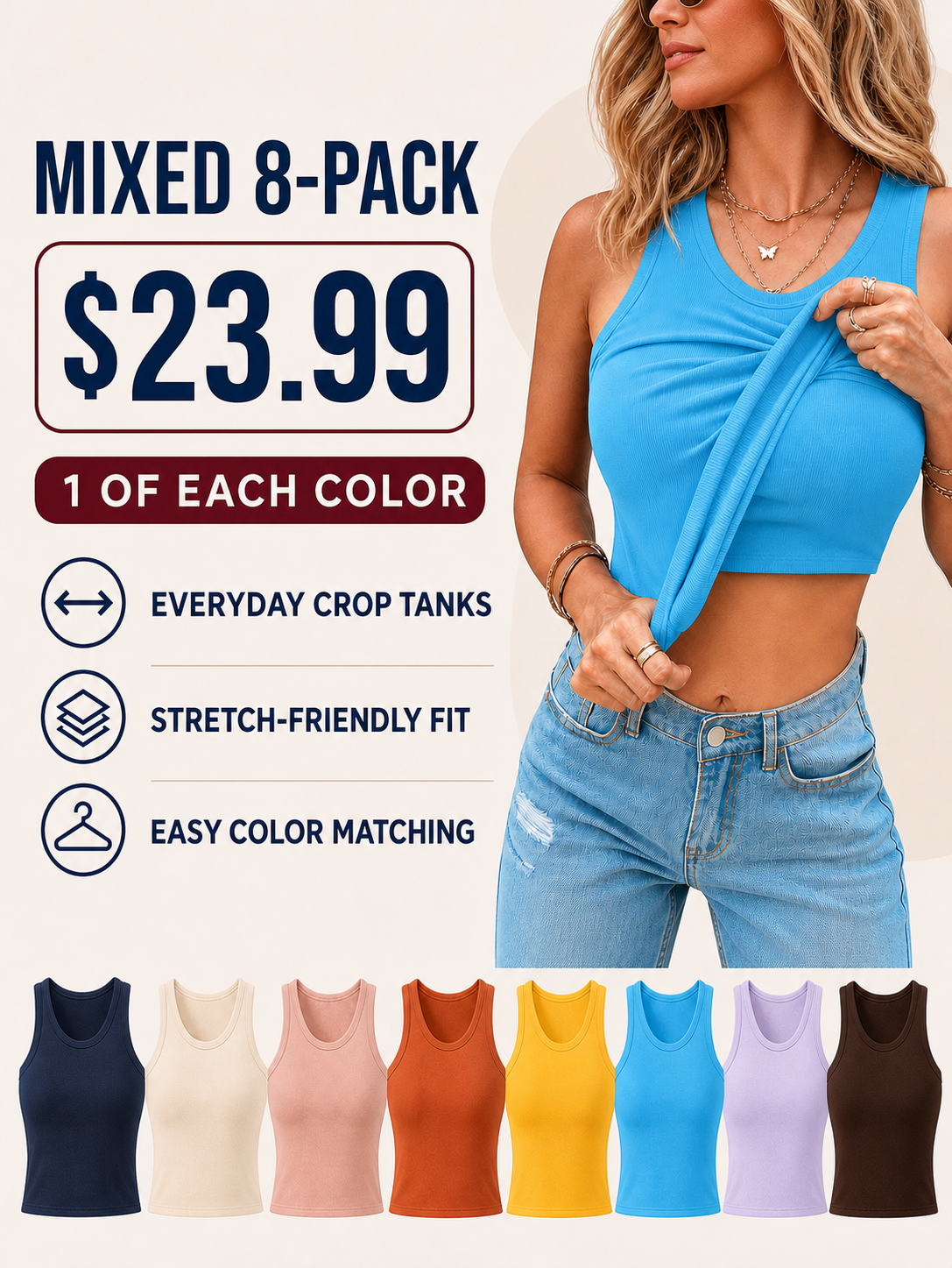 🔥Built-in Bra Tank Top Ribbed Racerback Tops