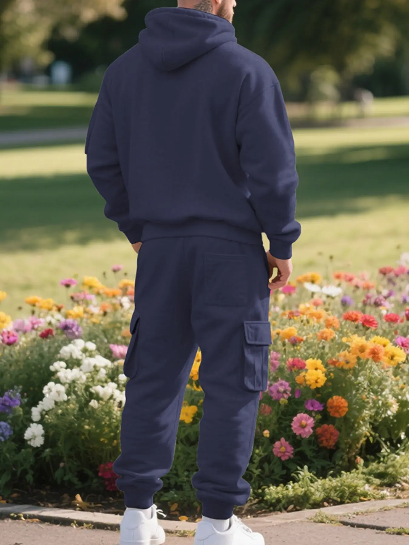 Men's Casual Set Loose Fit Sporty Multi-Pocket Workwear Suit