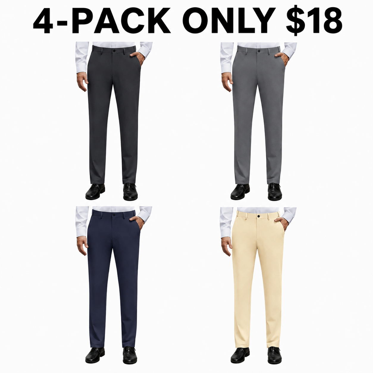 Men's Stretch Dress Pants No Iron Golf Pants Expandable Waist