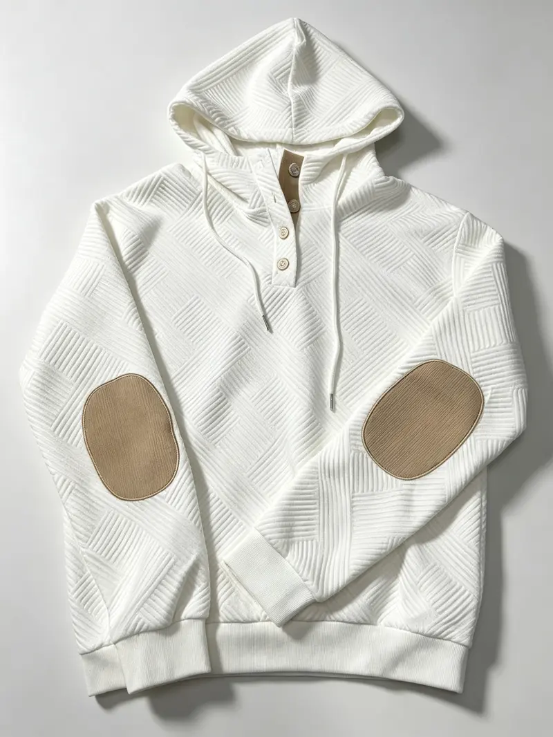 Men's 2-Piece Textured Hoodie Sweatsuit Set Outfit - Heavyweight Brushed Fleece Pullover Hoodie & Men's Sweatpants, Athleisure Street Fit Casual Sportswear Set