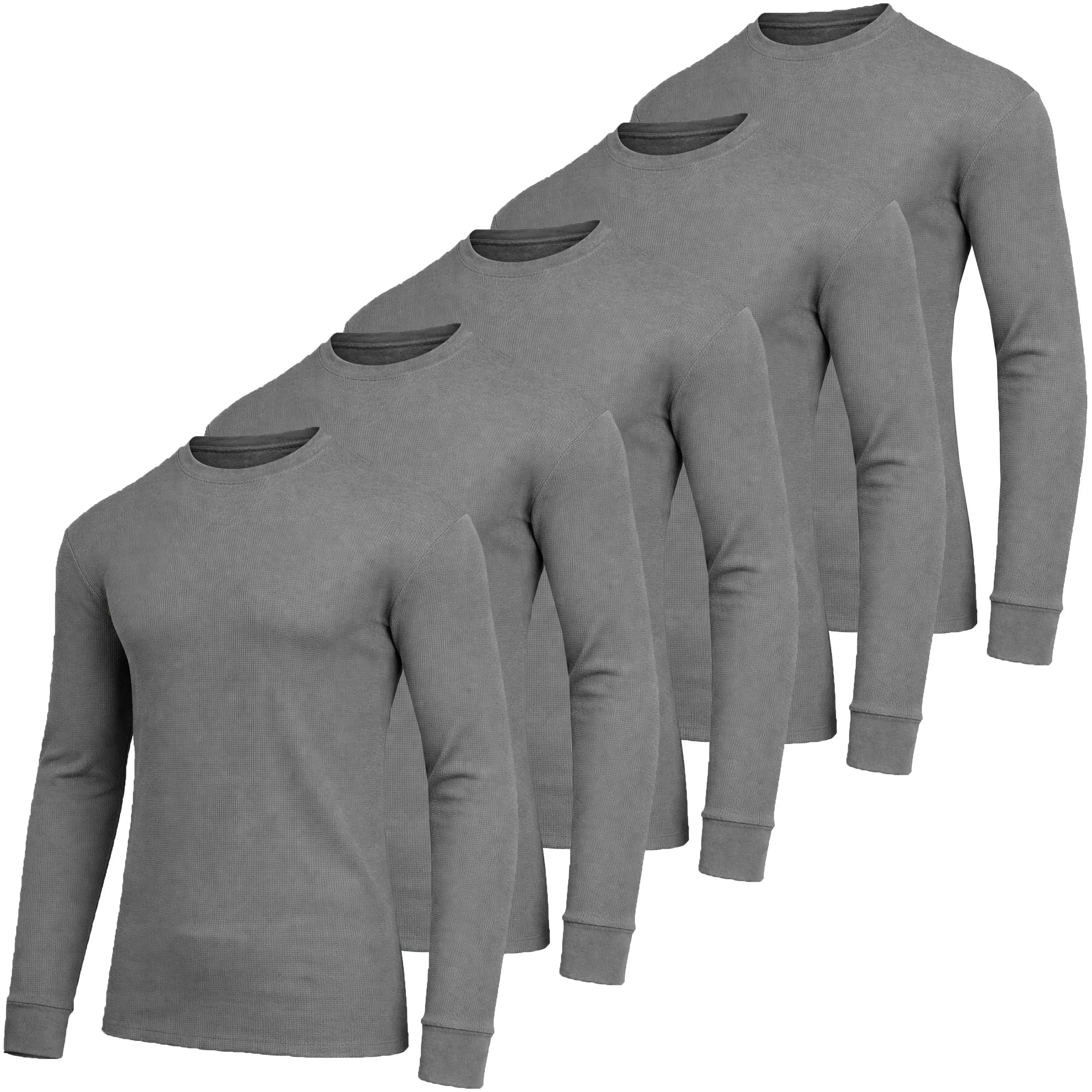 5-Pack Men's Waffle-Knit Long Sleeve Crew Neck & Henley Thermal Shirts