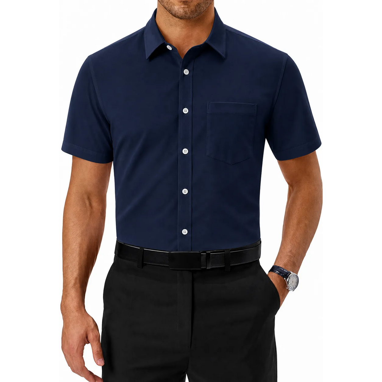 Limited Deal 8-Pack Men's Breathable Quick-Dry Stretch Short Sleeve Button-Front Shirts