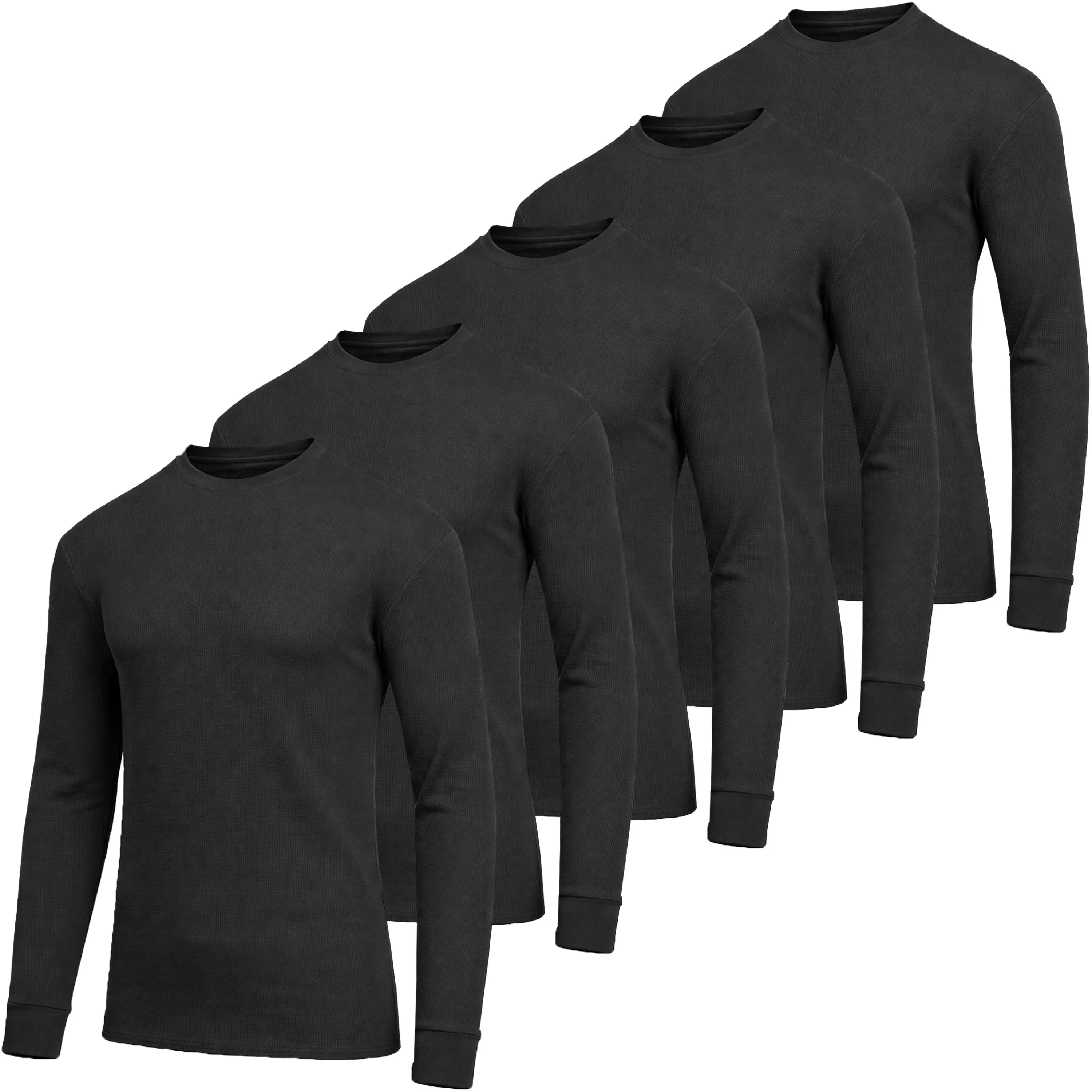 5-Pack Men's Waffle-Knit Long Sleeve Crew Neck & Henley Thermal Shirts