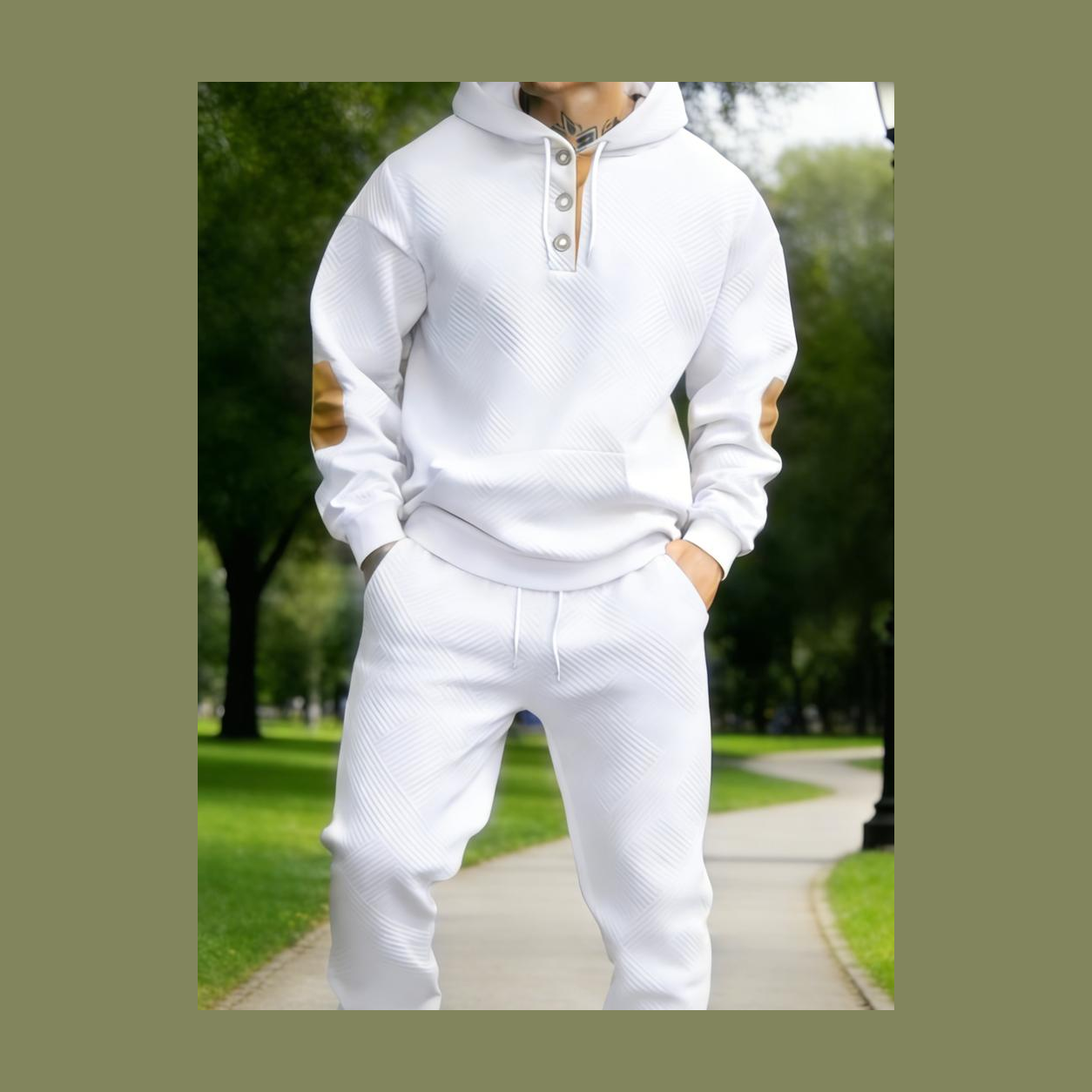 Men's 2-Piece Textured Hoodie Sweatsuit Set Outfit