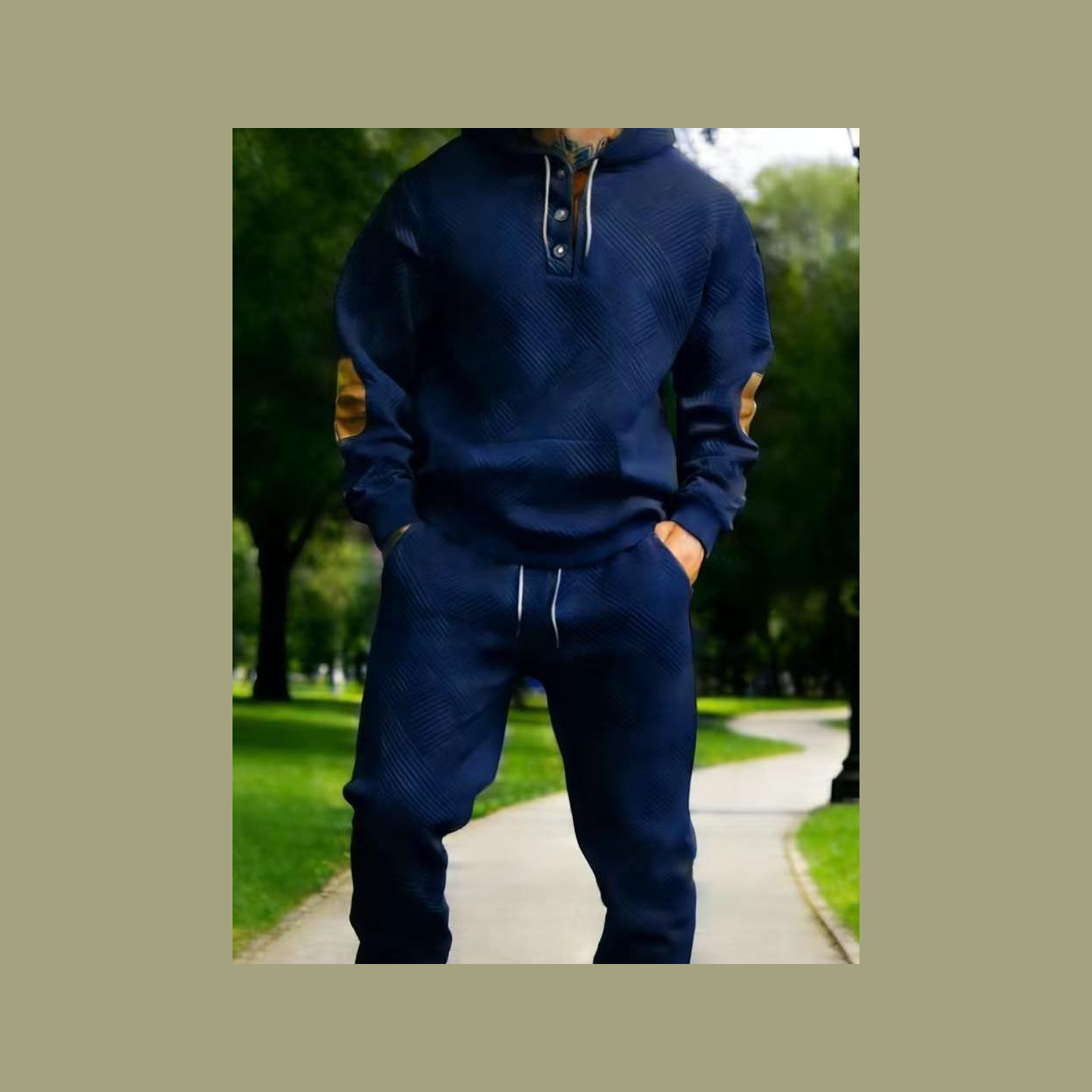 Men's 2-Piece Textured Hoodie Sweatsuit Set Outfit