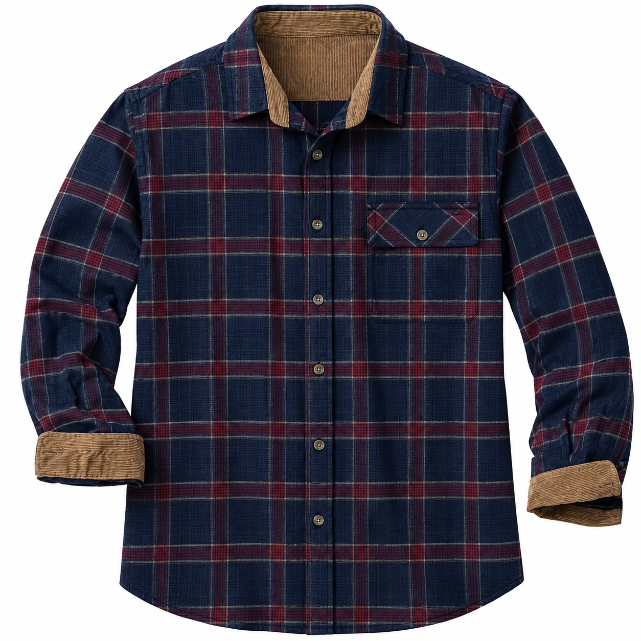 Mens Flannel Long Sleeve Button Down 100% Cotton Shirt