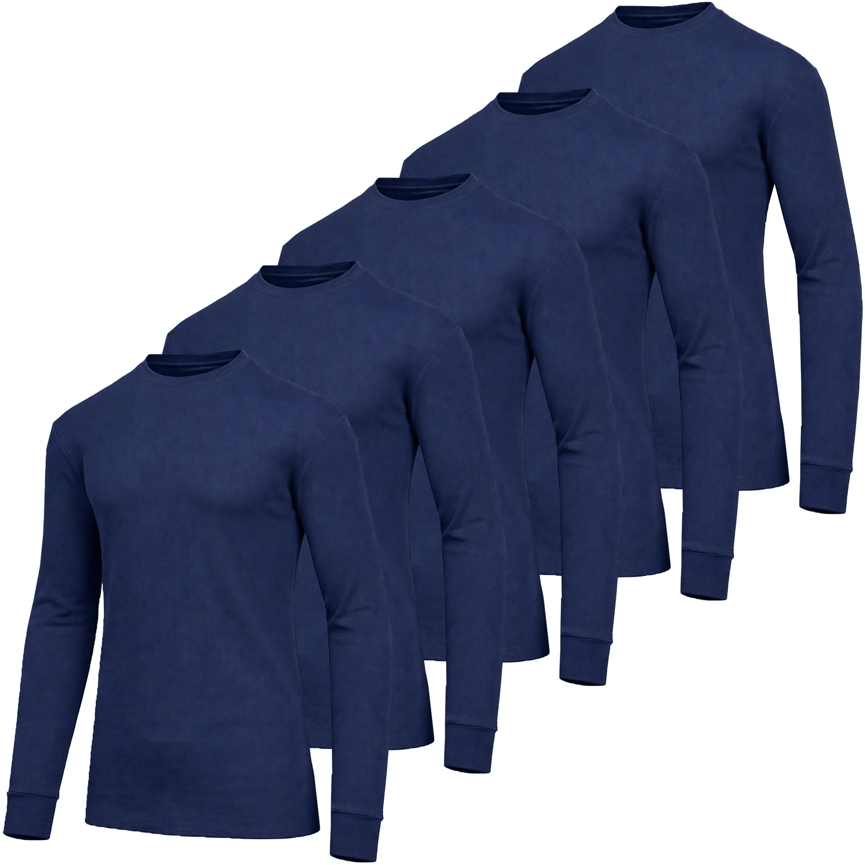 5-Pack Men's Waffle-Knit Long Sleeve Crew Neck & Henley Thermal Shirts