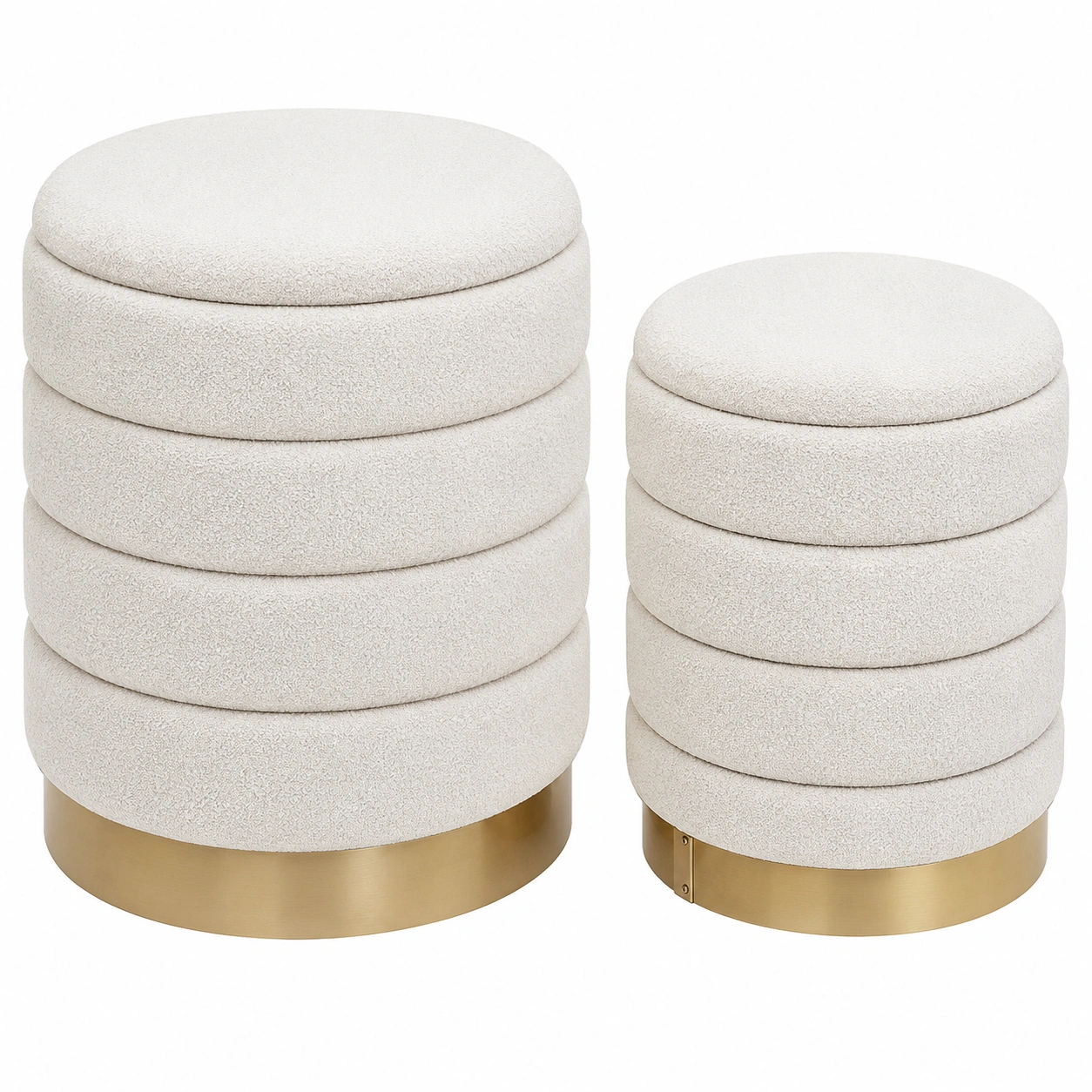 Set de pufs redondos Boucle Blanco-nordiquea