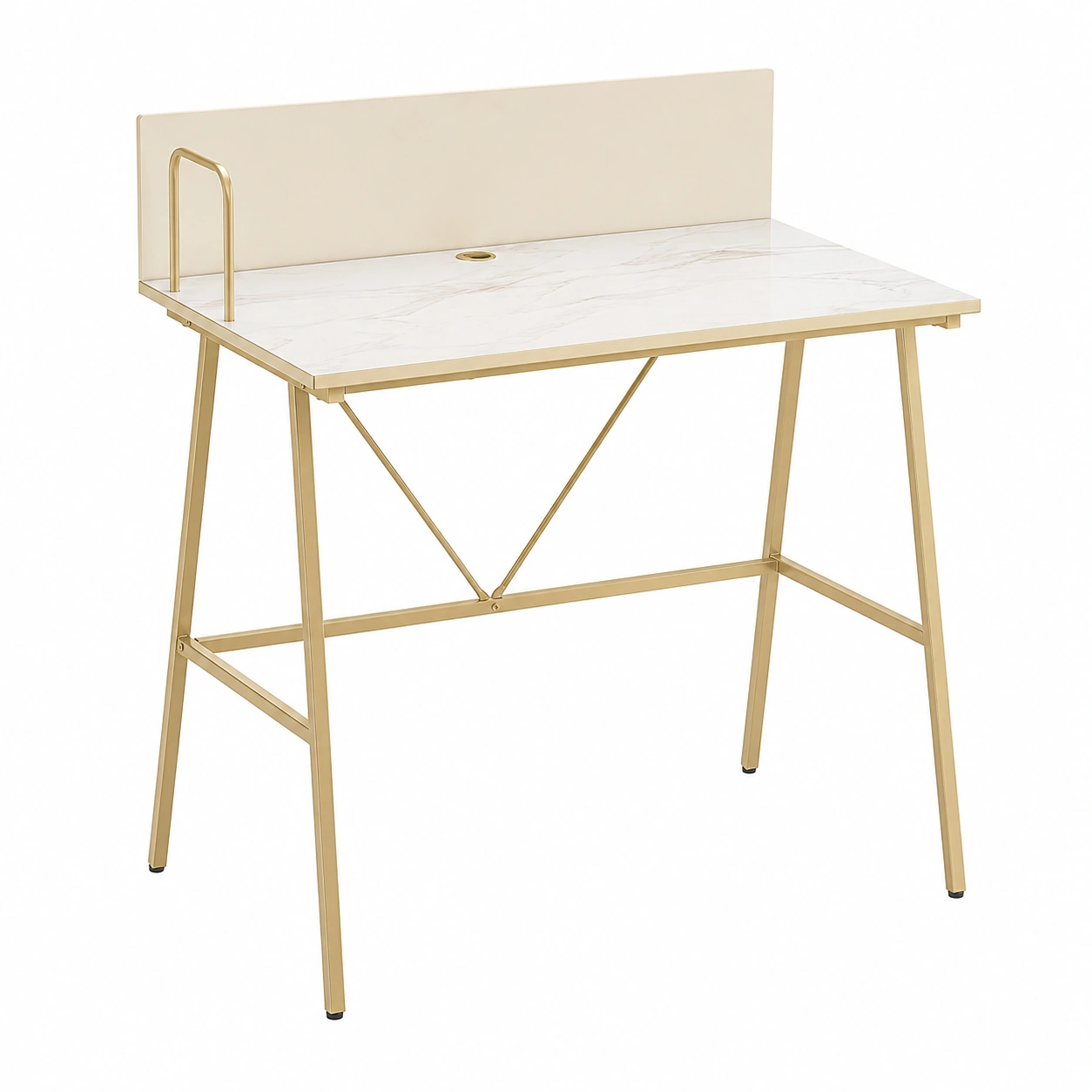 Escritorio minimalista Blanco y dorado-nordiquea