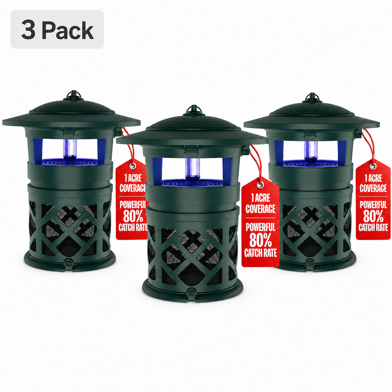 Dynatrap DT2030SR Fly Traps Outdoor - Mosquito & Flying Insect Killer for 1 Acre – Kills Mosquitoes, Flies, Gnats, Wasps - Bug Zapper Alternative - Black