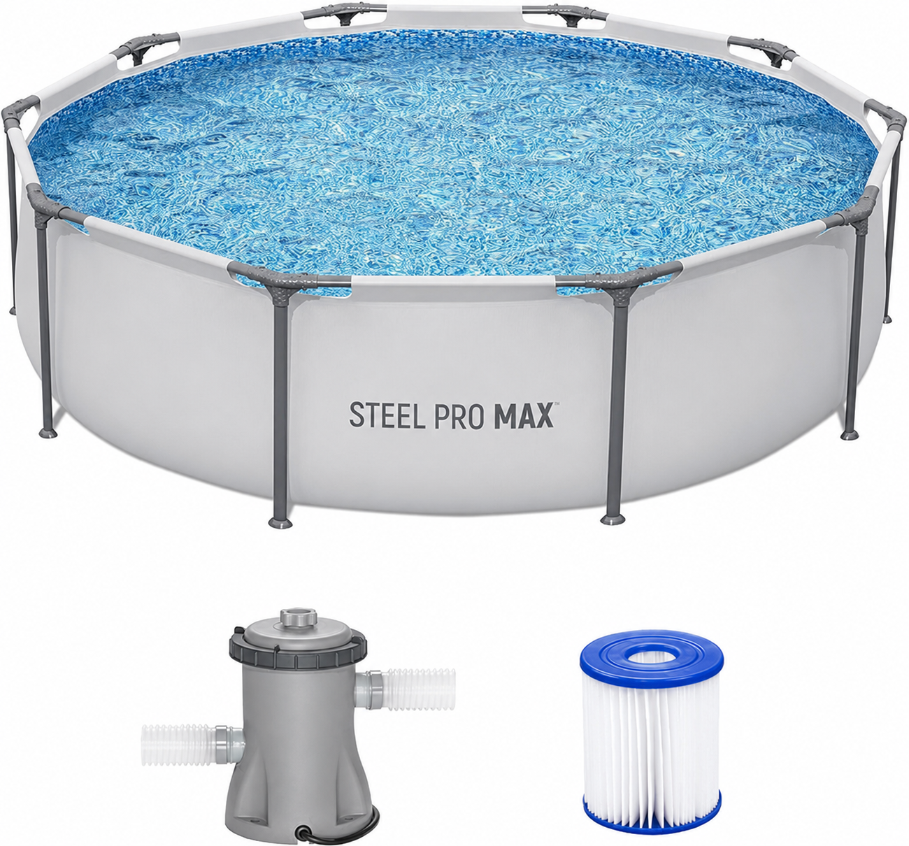  Steel Pro MAX  Round Above Ground Outdoor Swimming Pool with Pump