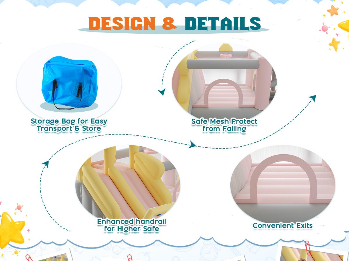 [Brandday]Vanacc Inflatable Bounce House, Water Slide with Jumping Area, Climbing Wall and Splash Pool, Indoor Outdoor Jumper for Big Children, Air Blower Included,Mother's Day Gifts