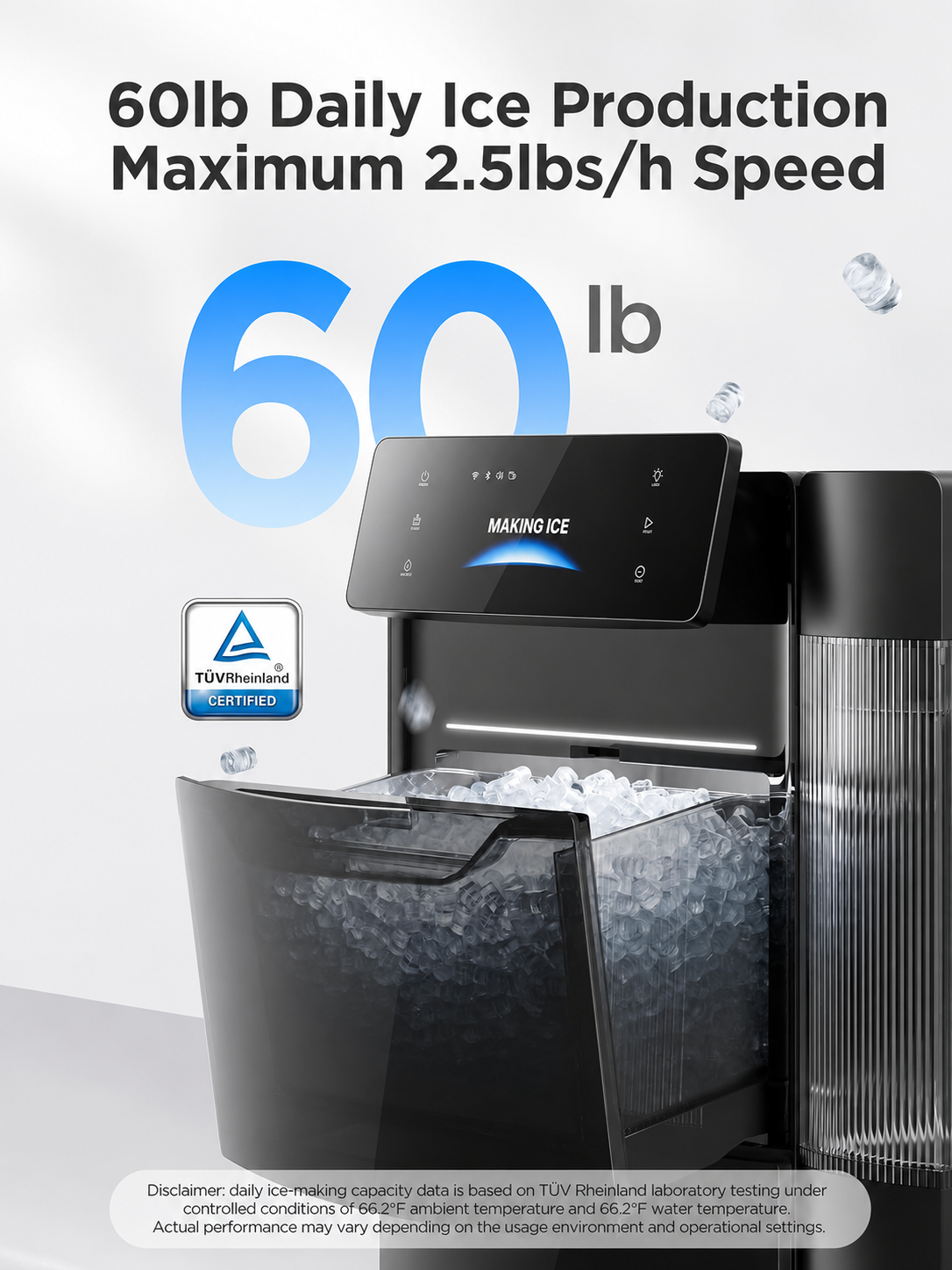 🔥Summer Deal🔥Smart Nugget Ice Maker – Soft Chewable Ice in Just 6 Minutes