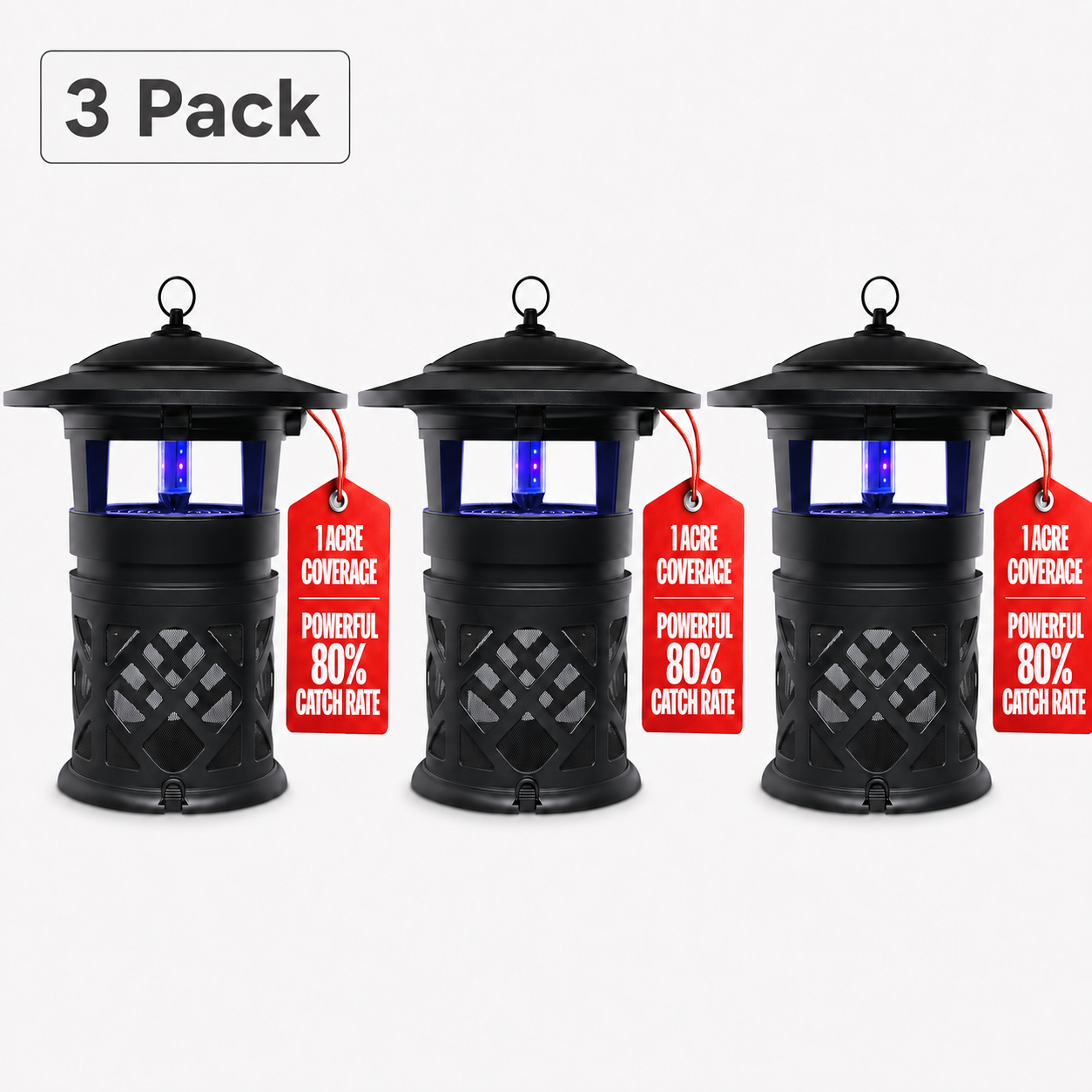Dynatrap DT2030SR Fly Traps Outdoor - Mosquito & Flying Insect Killer for 1 Acre – Kills Mosquitoes, Flies, Gnats, Wasps - Bug Zapper Alternative - Black