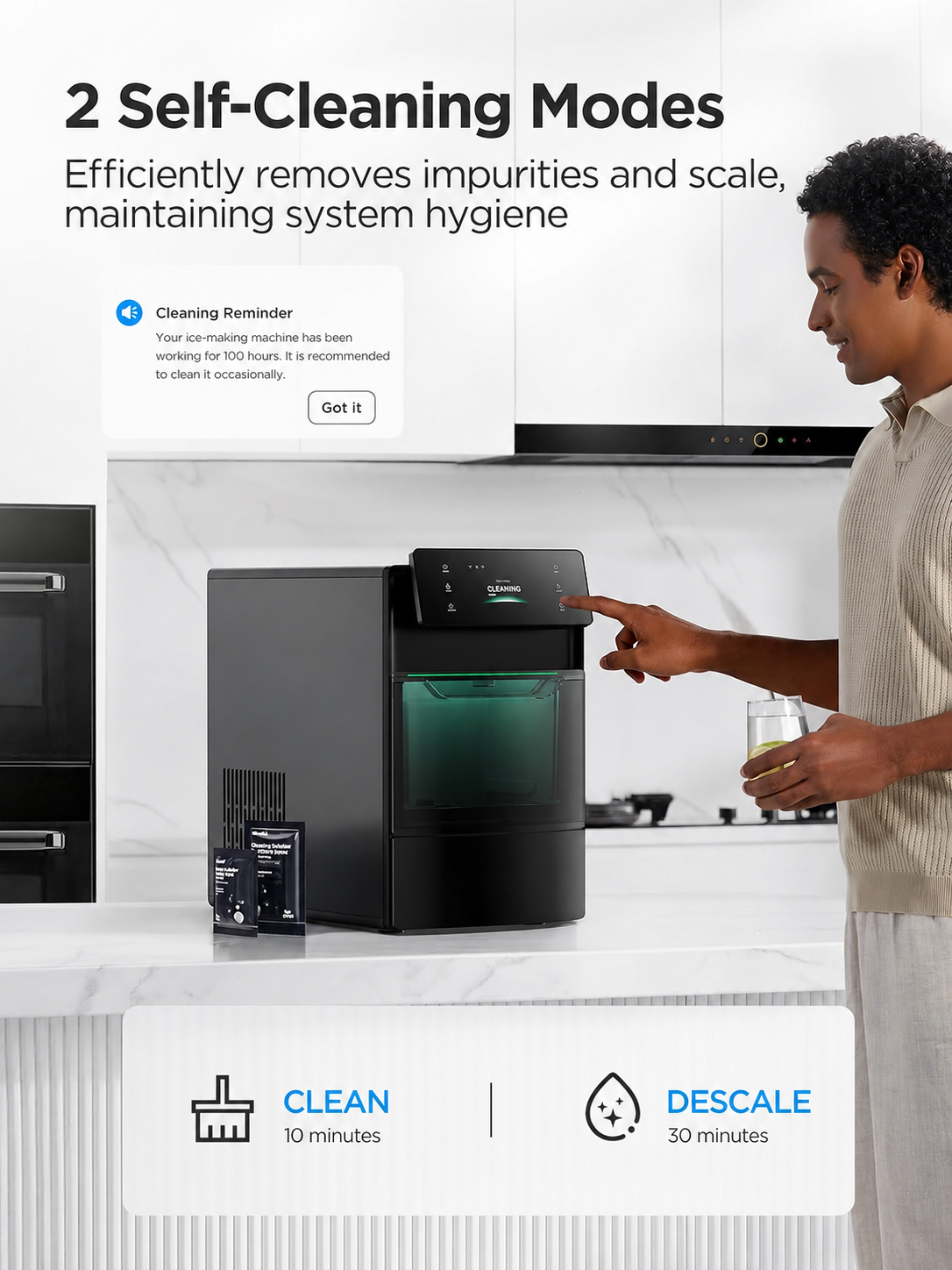 🔥Summer Deal🔥Smart Nugget Ice Maker – Soft Chewable Ice in Just 6 Minutes