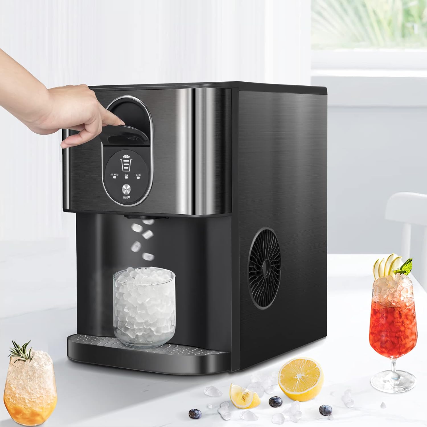 🔥Flash sale-ONLY $29.99🔥Nugget Ice Maker-44 Lbs/24H,Countertop Ice Maker with Soft Chewable Ice,OneClick