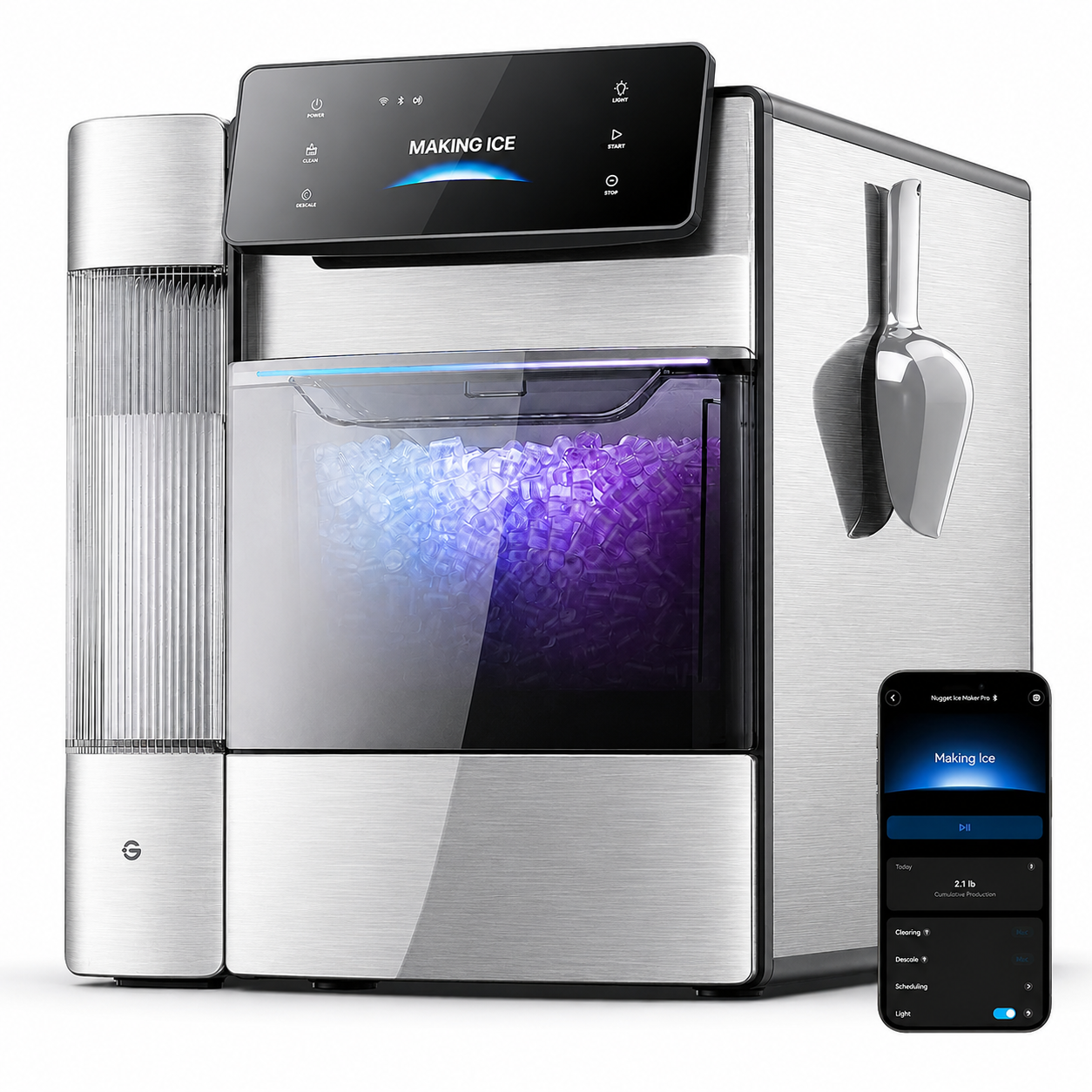 🔥Summer Deal🔥Smart Nugget Ice Maker – Soft Chewable Ice in Just 6 Minutes