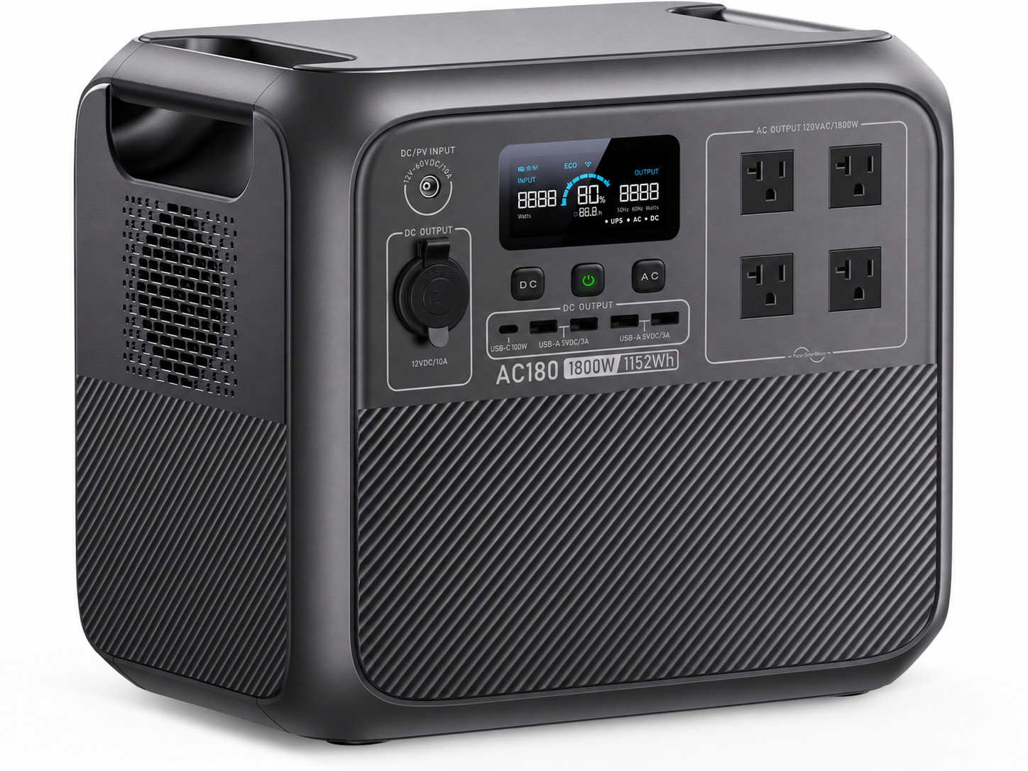 BLUETTI AC180P Portable Power Station, 1440Wh LiFePO4 Battery Backup w/ 4 1800W (2700W Power Lifting) AC Outlets, 0-80% in 45Min, Solar Generator for Camping, Off-grid, Power Outage