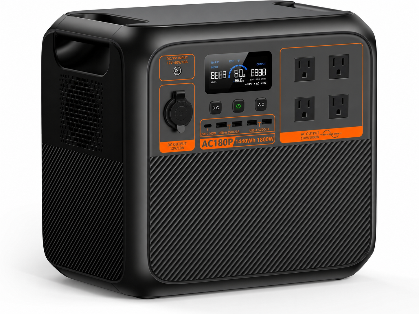 BLUETTI AC180P Portable Power Station, 1440Wh LiFePO4 Battery Backup w/ 4 1800W (2700W Power Lifting) AC Outlets, 0-80% in 45Min, Solar Generator for Camping, Off-grid, Power Outage
