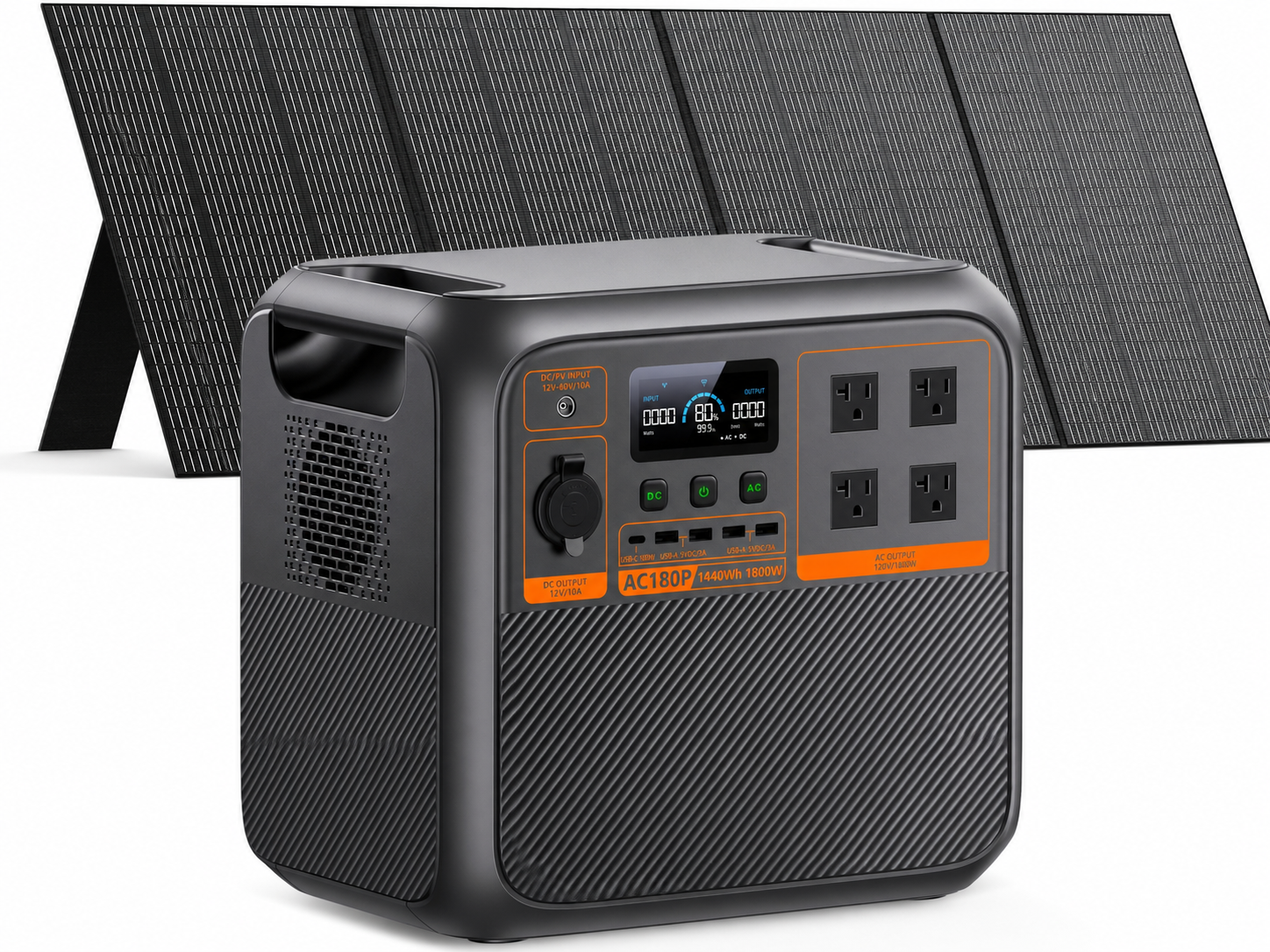 BLUETTI AC180P Portable Power Station, 1440Wh LiFePO4 Battery Backup w/ 4 1800W (2700W Power Lifting) AC Outlets, 0-80% in 45Min, Solar Generator for Camping, Off-grid, Power Outage