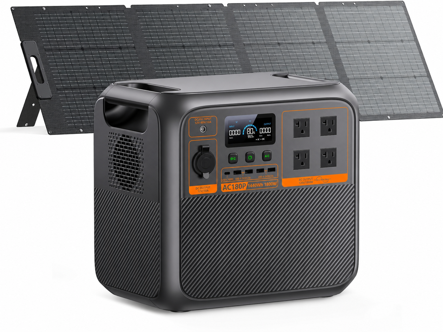 BLUETTI AC180P Portable Power Station, 1440Wh LiFePO4 Battery Backup w/ 4 1800W (2700W Power Lifting) AC Outlets, 0-80% in 45Min, Solar Generator for Camping, Off-grid, Power Outage