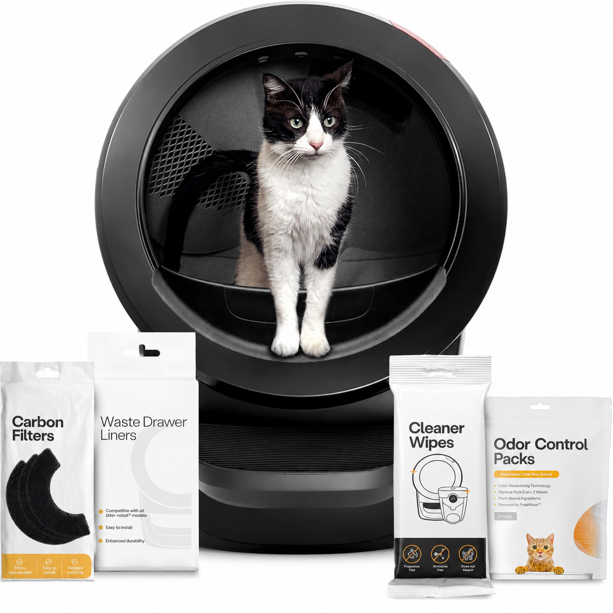 Litter-Robot 4 by Whisker, White - Automatic, Self-Cleaning Cat Litter Box, Helps Reduce Litter Box Odors, Works with Any Clumping Litter, WhiskerCare 1-Year Warranty