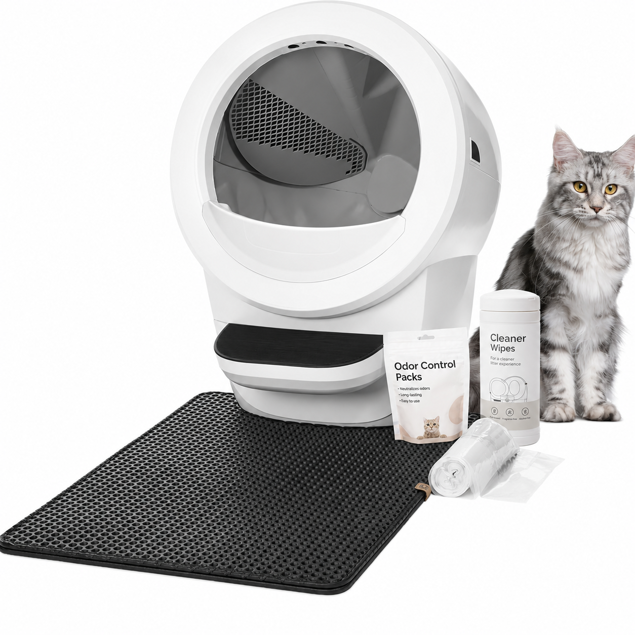 Litter-Robot 4 by Whisker, White - Automatic, Self-Cleaning Cat Litter Box, Helps Reduce Litter Box Odors, Works with Any Clumping Litter, WhiskerCare 1-Year Warranty